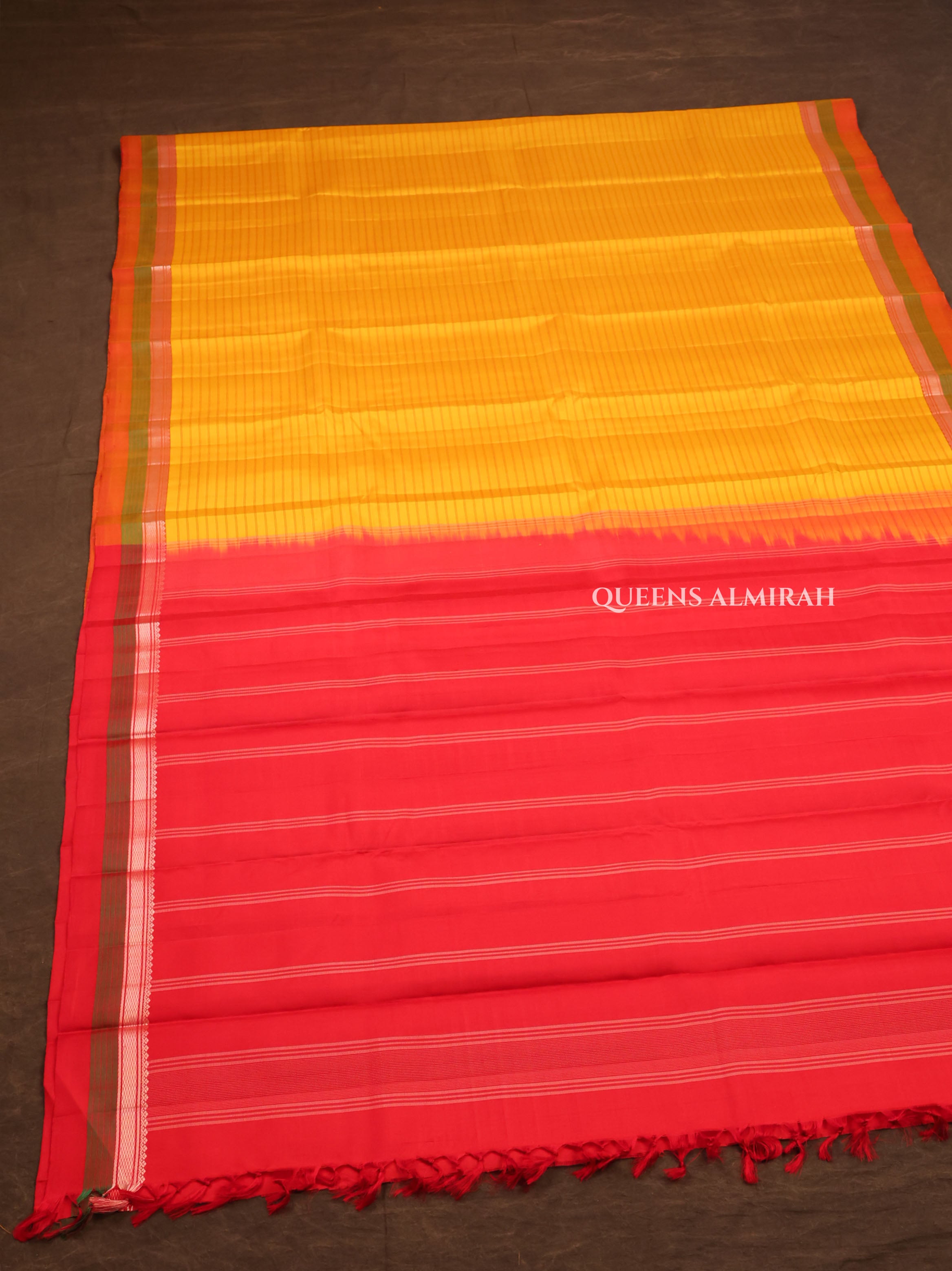 Mango Yellow With Orange Pure Kanchivaram Silk Saree