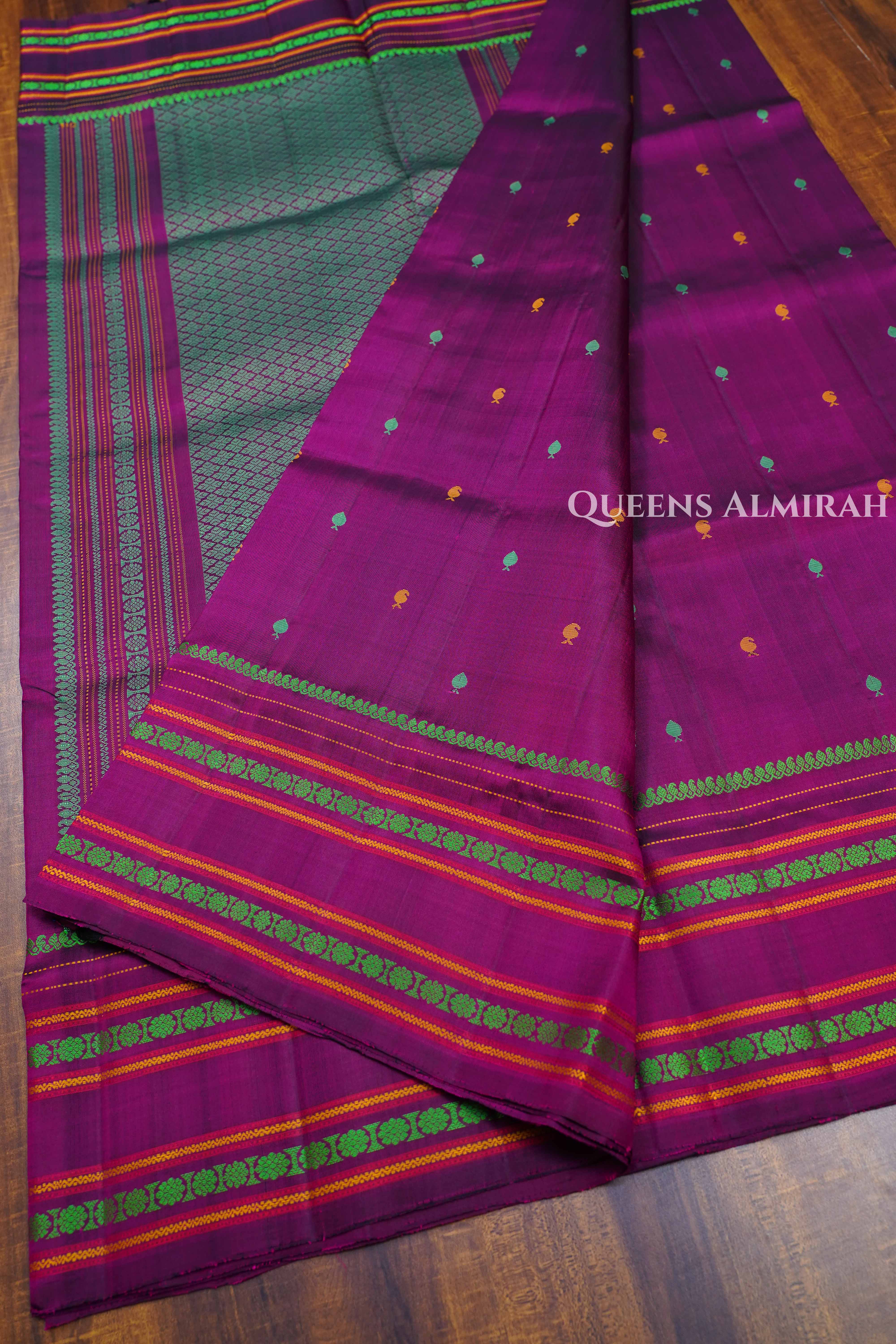 Purple Pure Soft Silk Saree