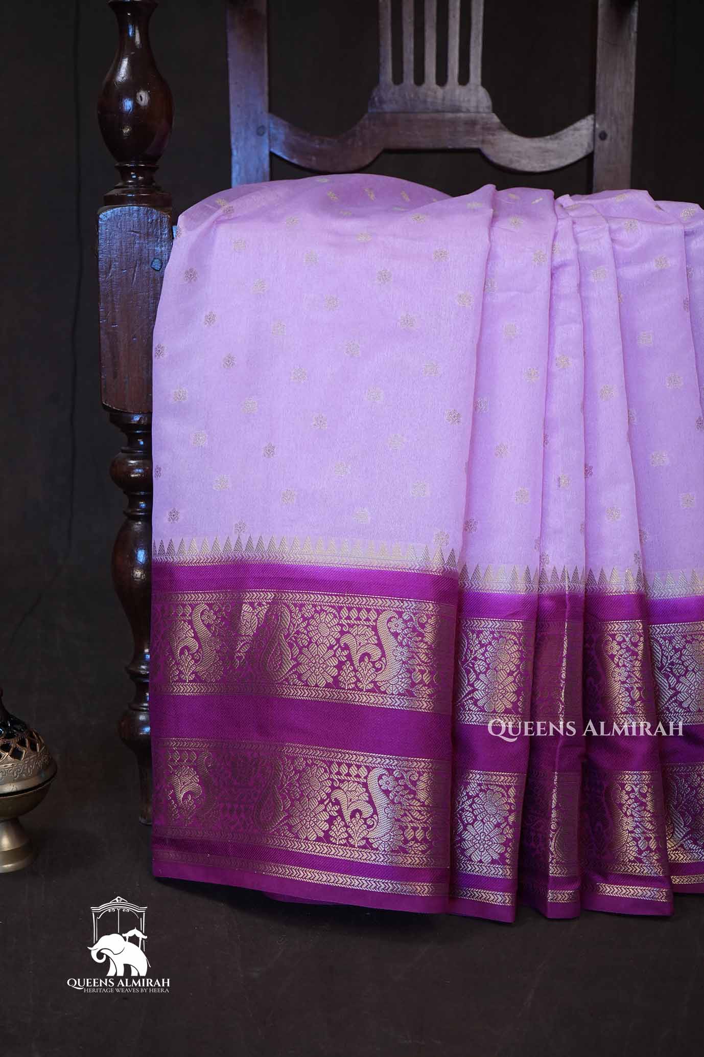Rose Milk Pink With Dark Pink Semi Banarasi Katan soft Silk Saree