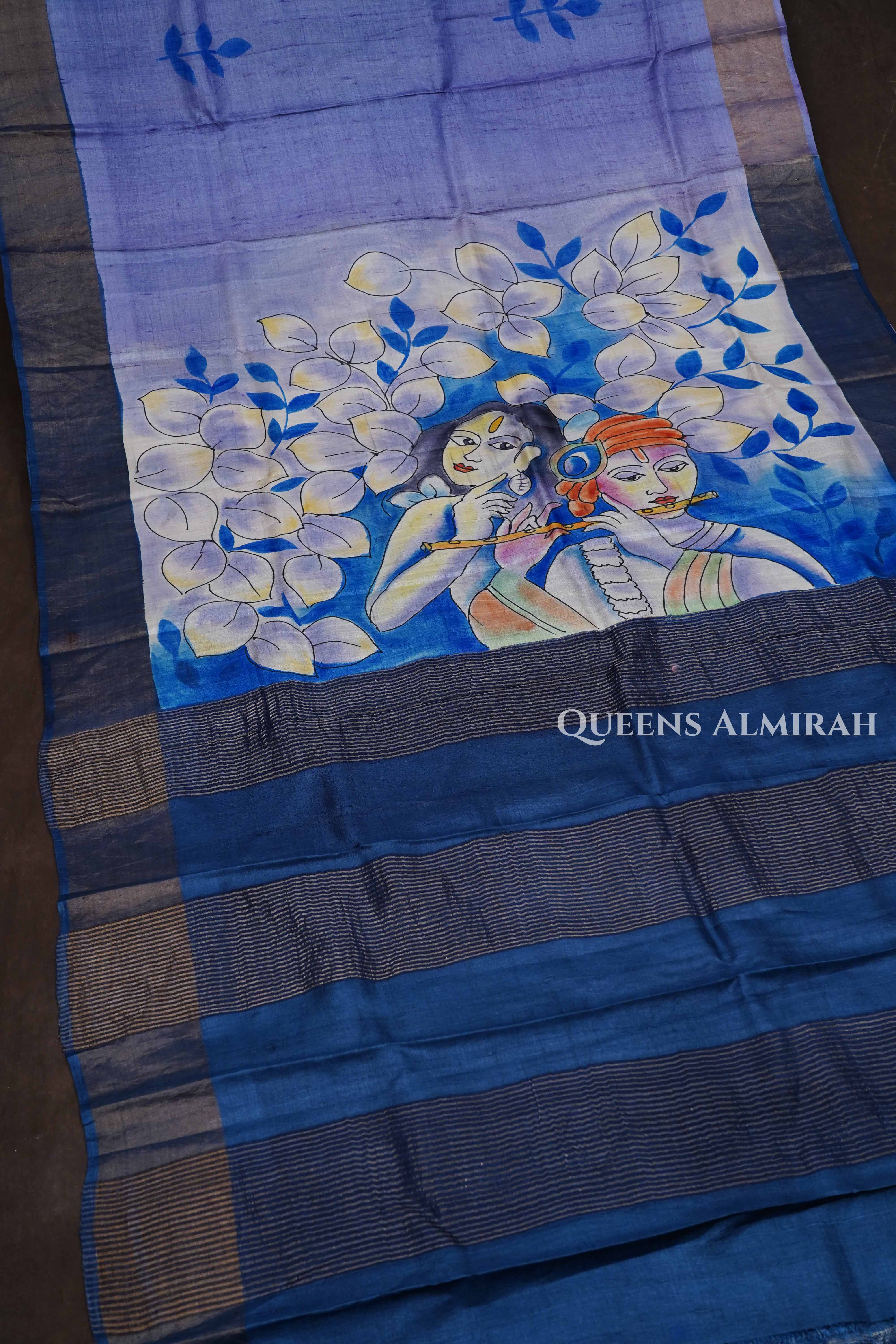 Lavender Pure Tussar Silk Saree
