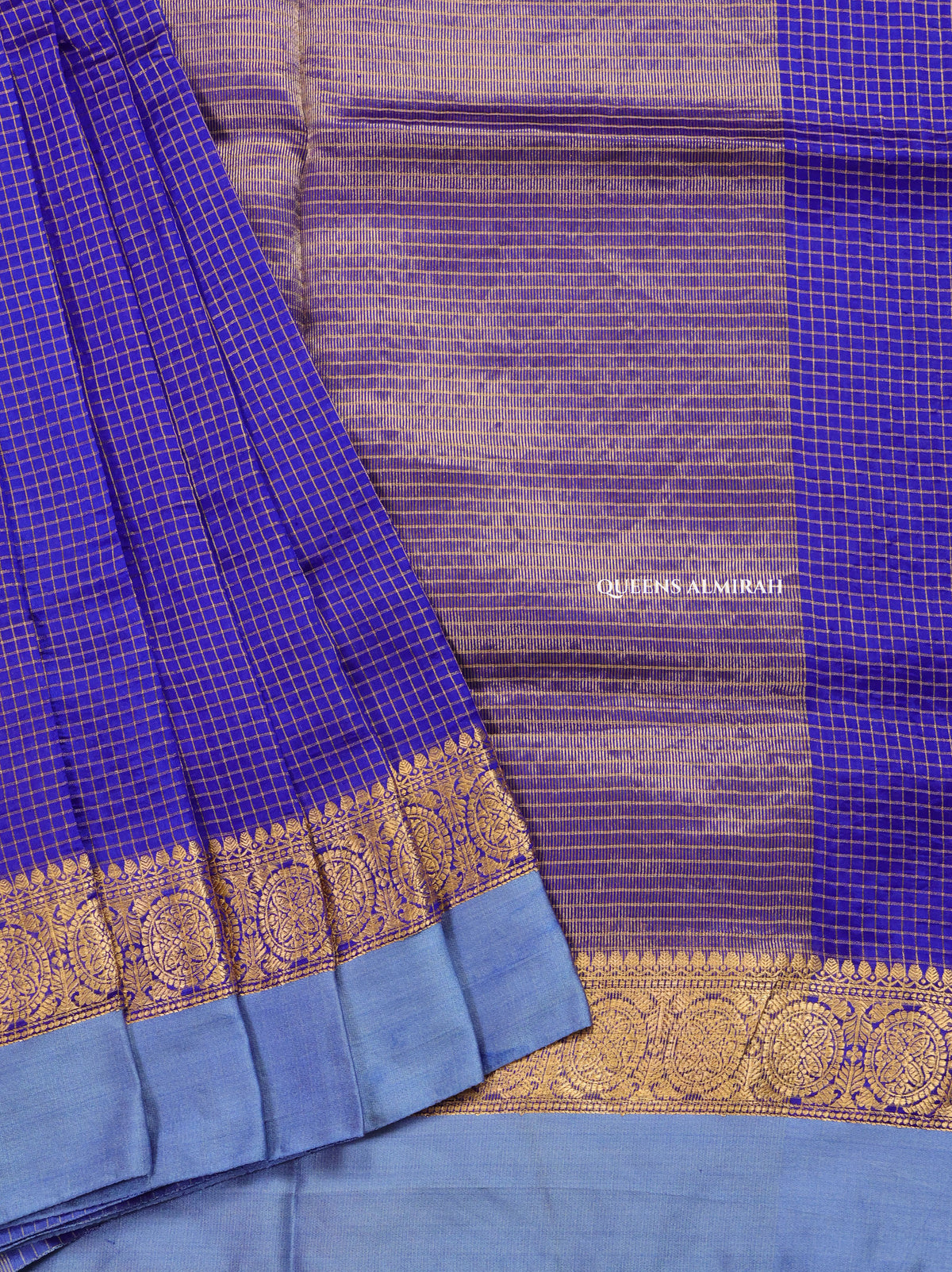Blue Maheshwari Silk Saree