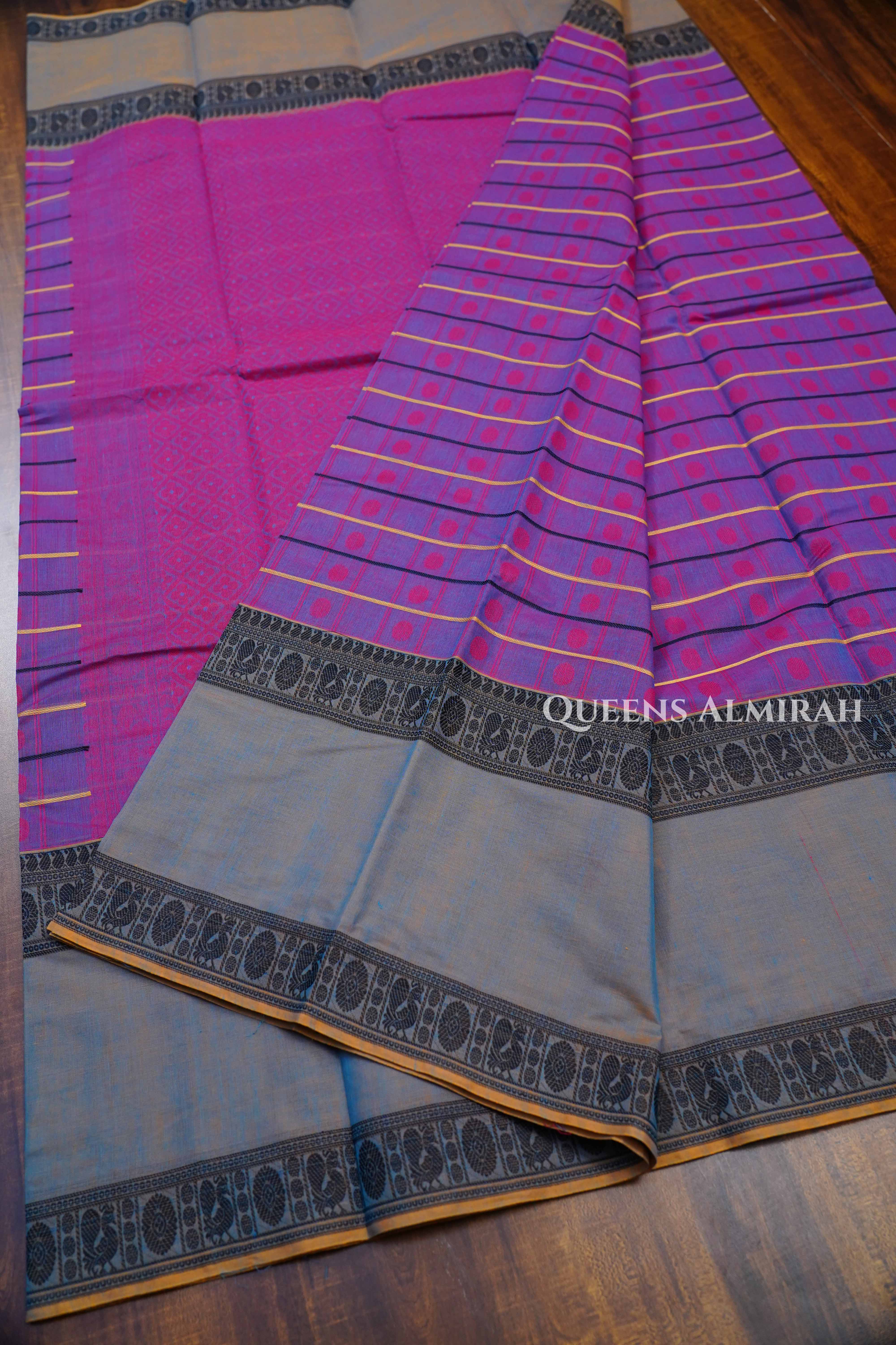 Warm Purple Chettinad Cotton Saree
