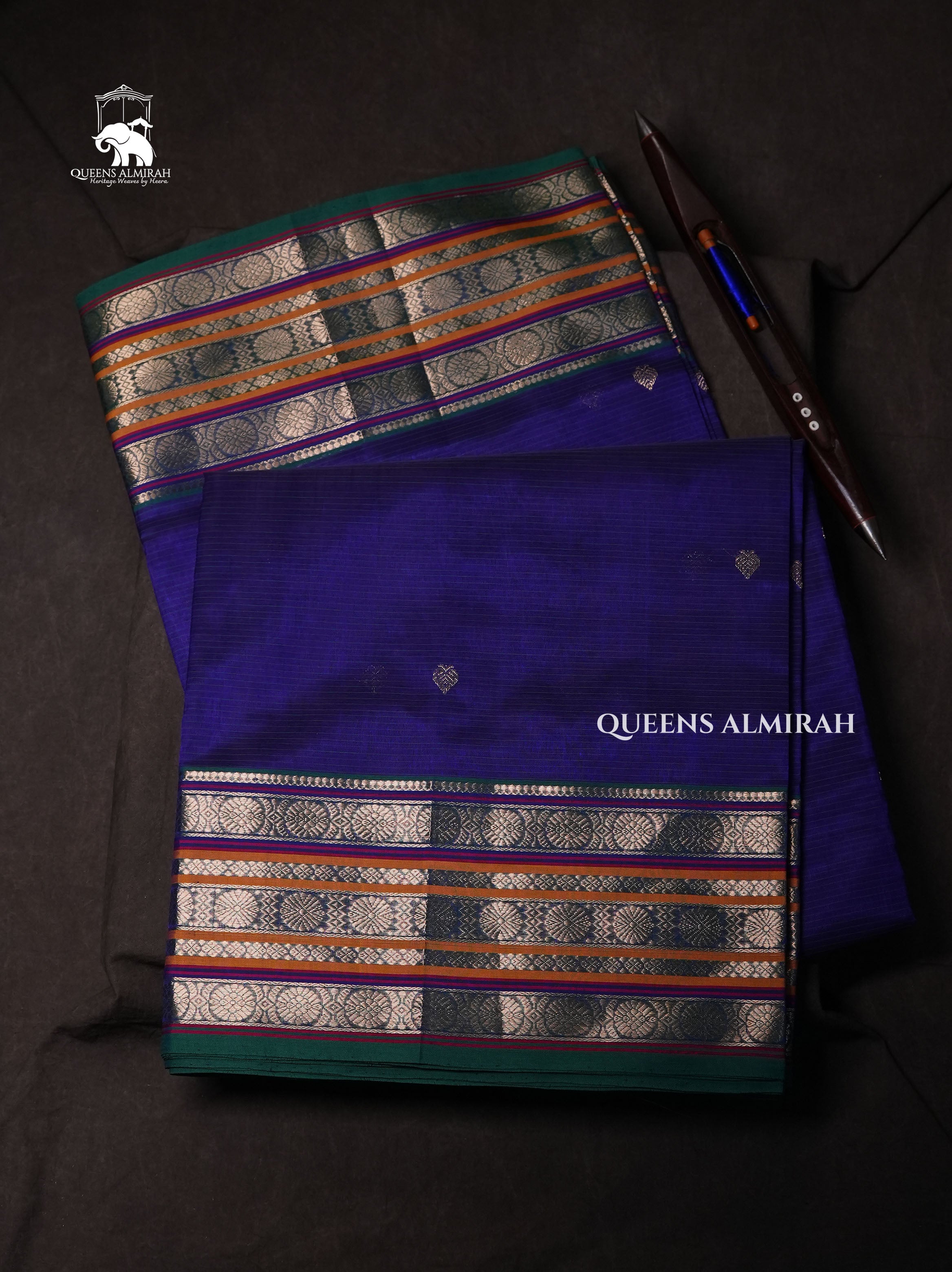 Navy Blue Chettinad Silk Cotton Saree
