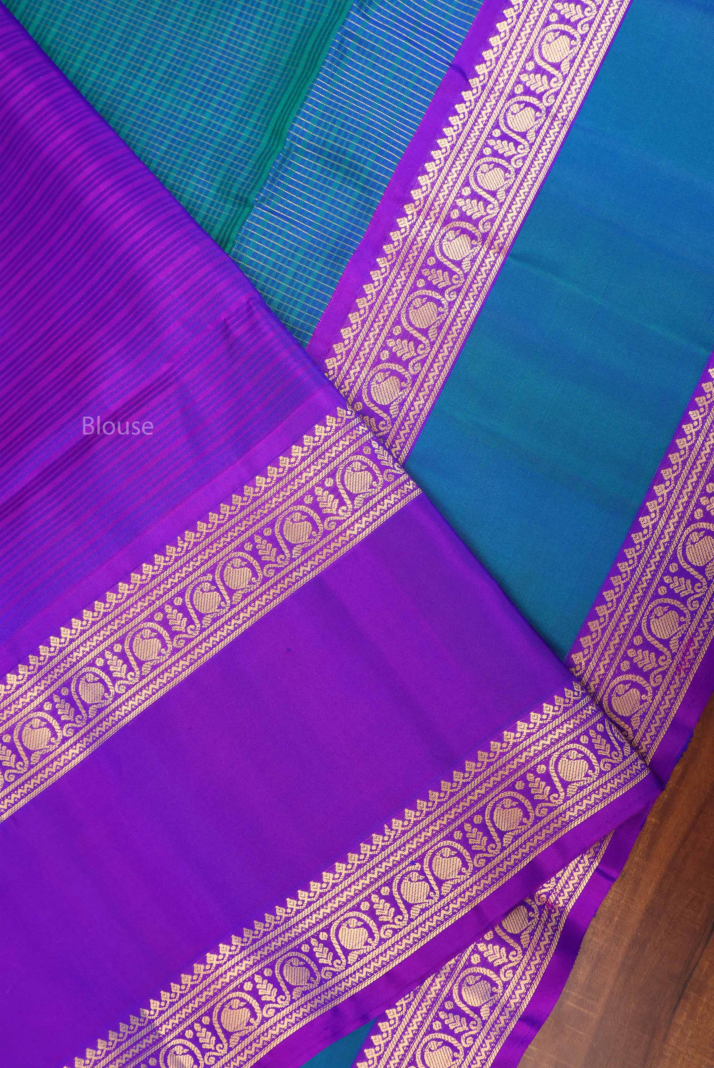 Mayil Kazhuthu Blue Payadi Pure Soft Silk Saree