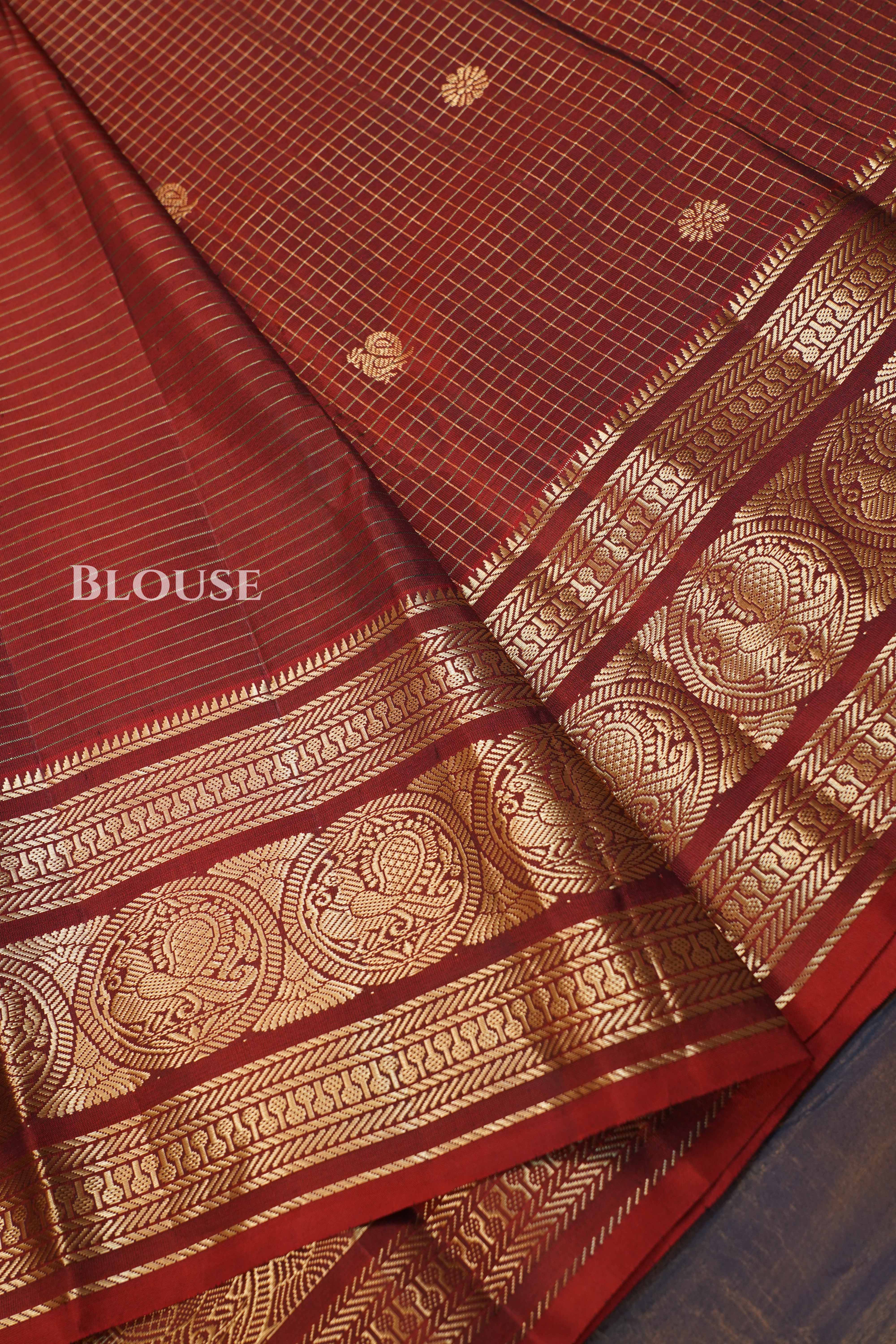 Rust Orange Vintage Pure Kanchivaram Silk Saree
