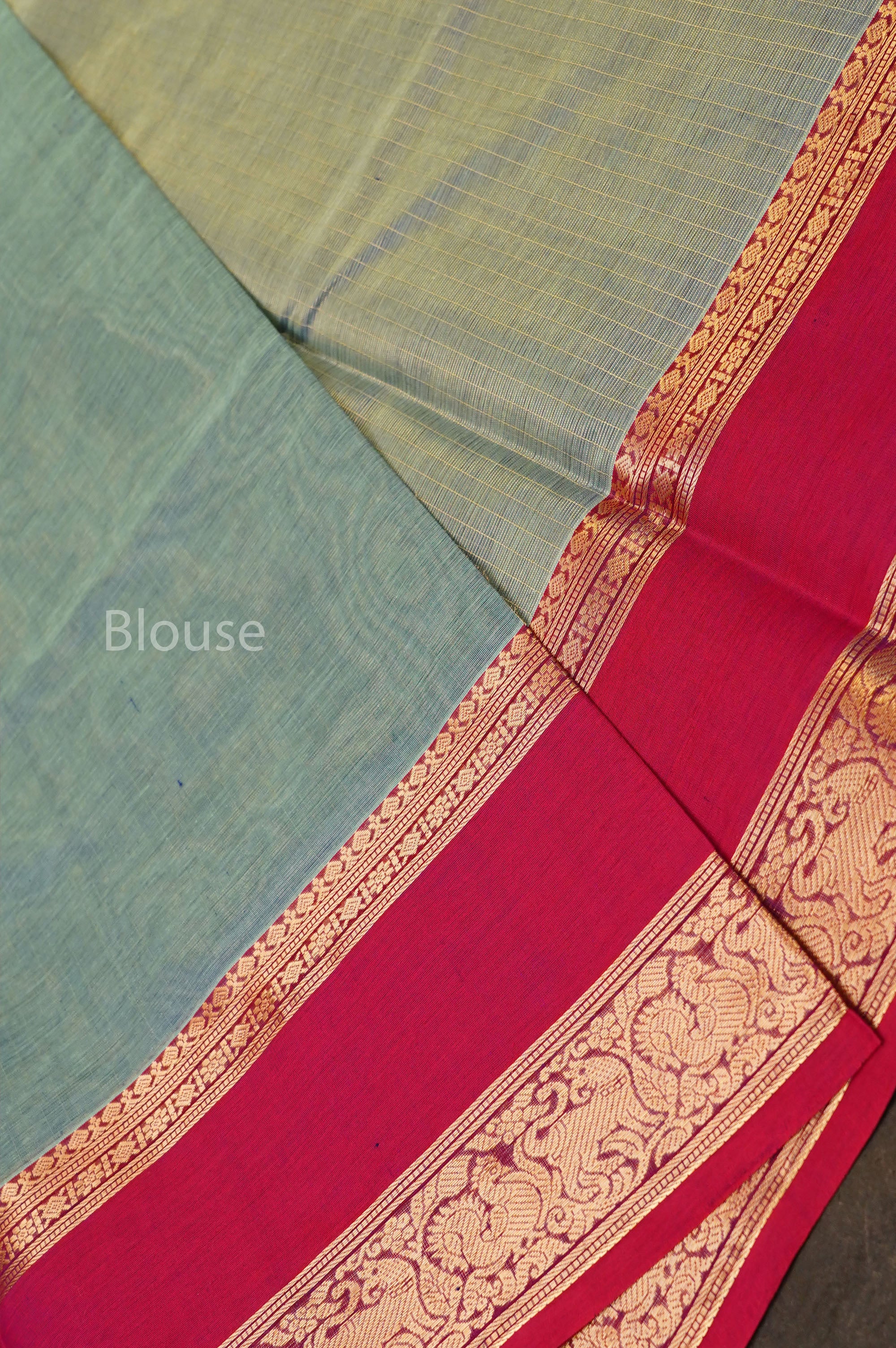 Pastel Green With Magenta Pink Payadi Chettinad Silk Cotton Saree