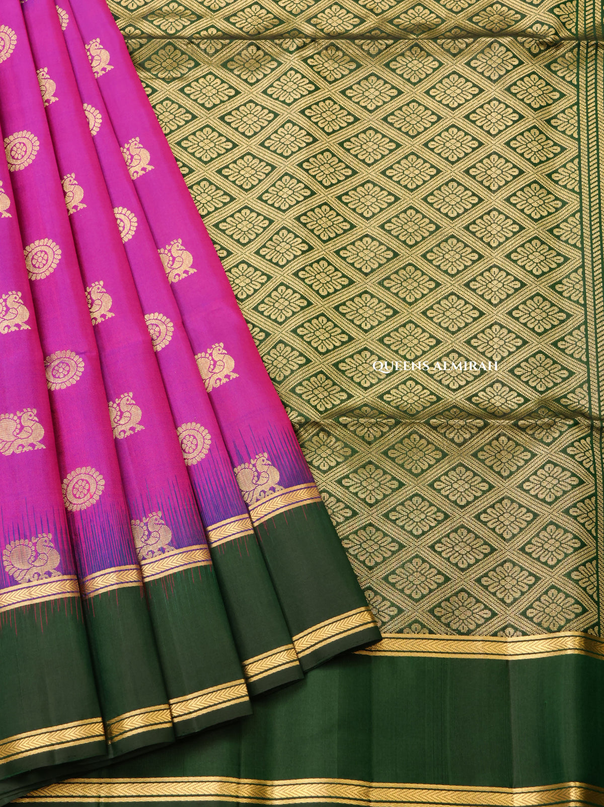 Vadamalli Purple With Green Pure Soft Silk Saree