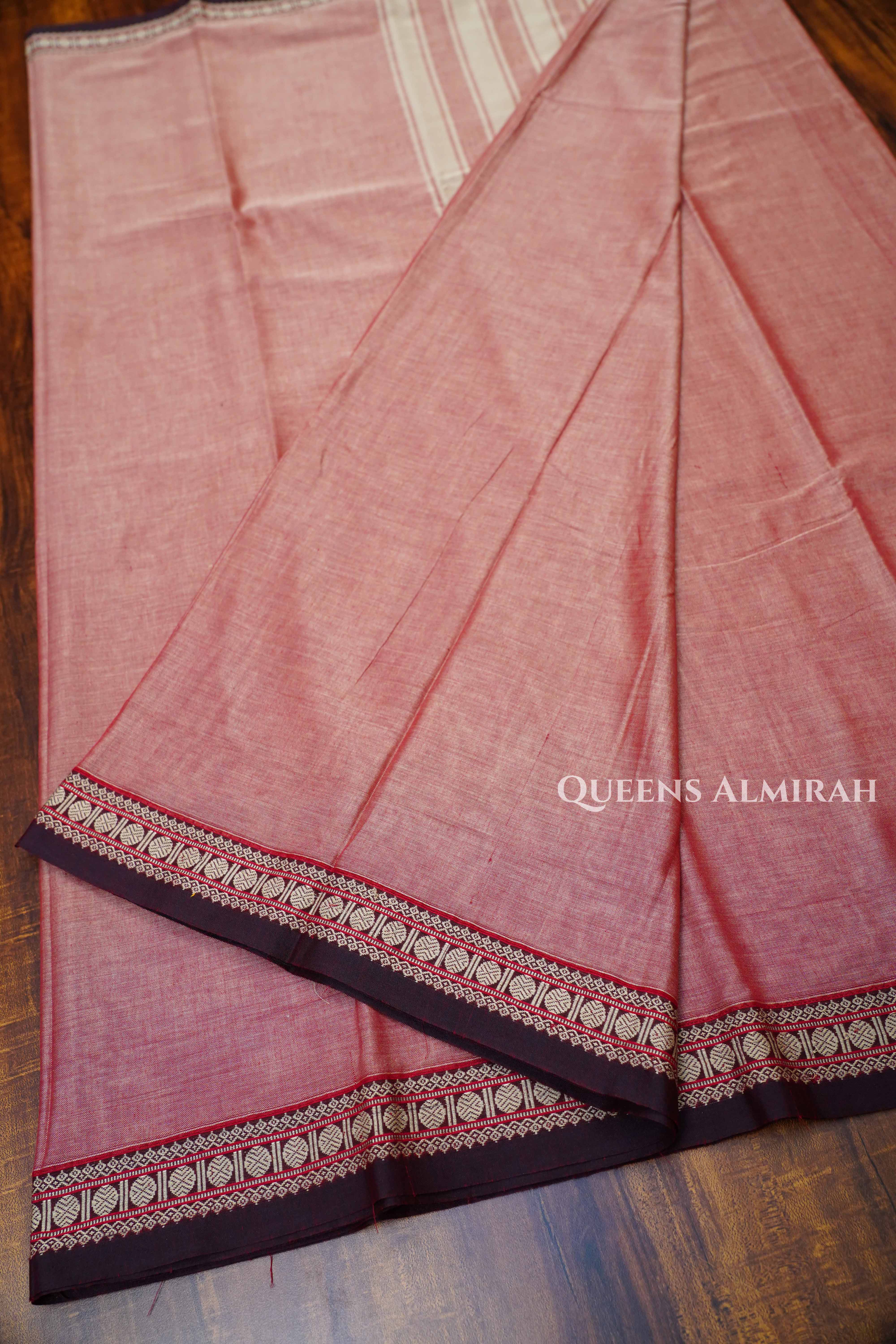 Peach Pink Narayanpet Cotton Saree
