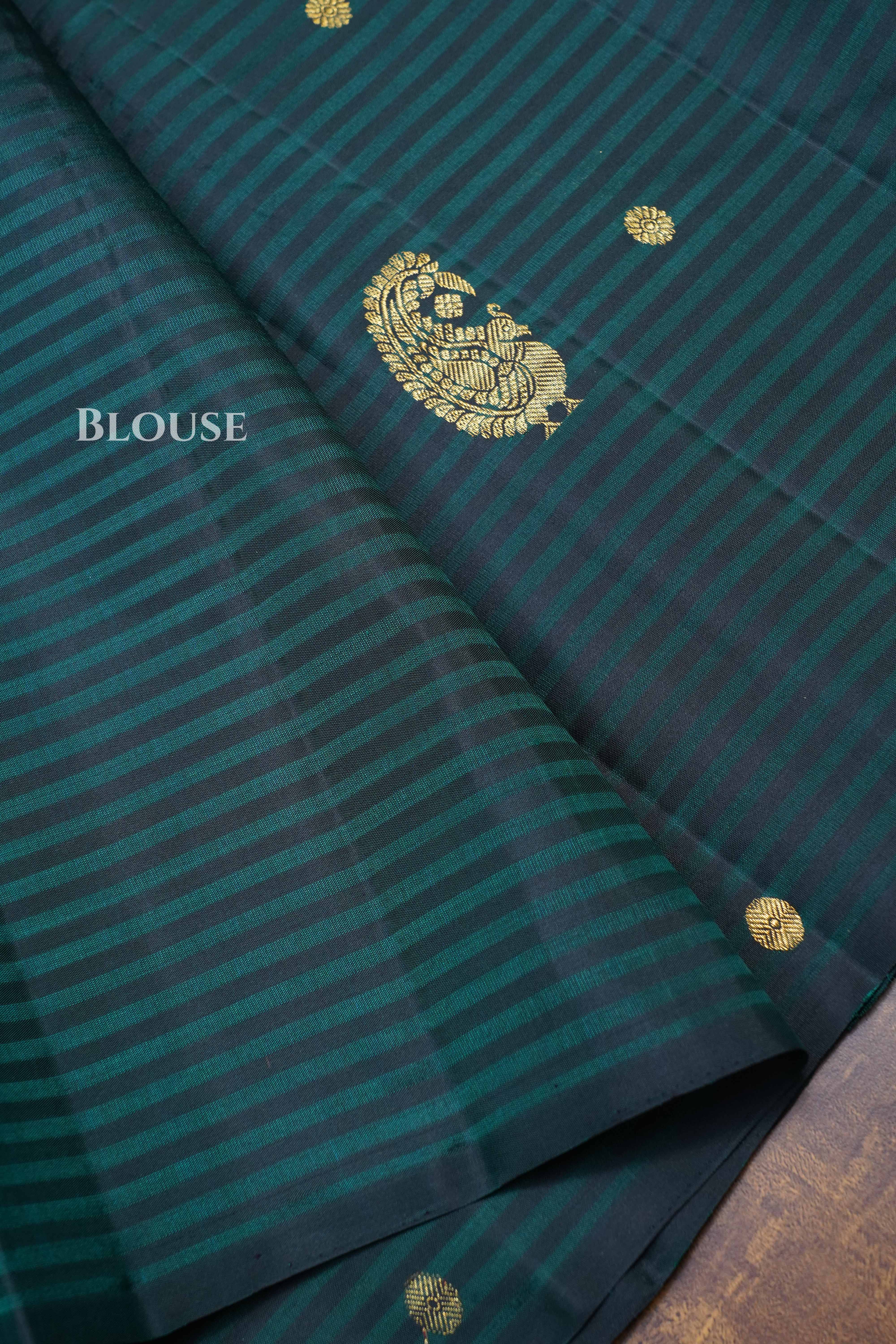 Bottle Green Pure Kanchivaram Silk Saree.