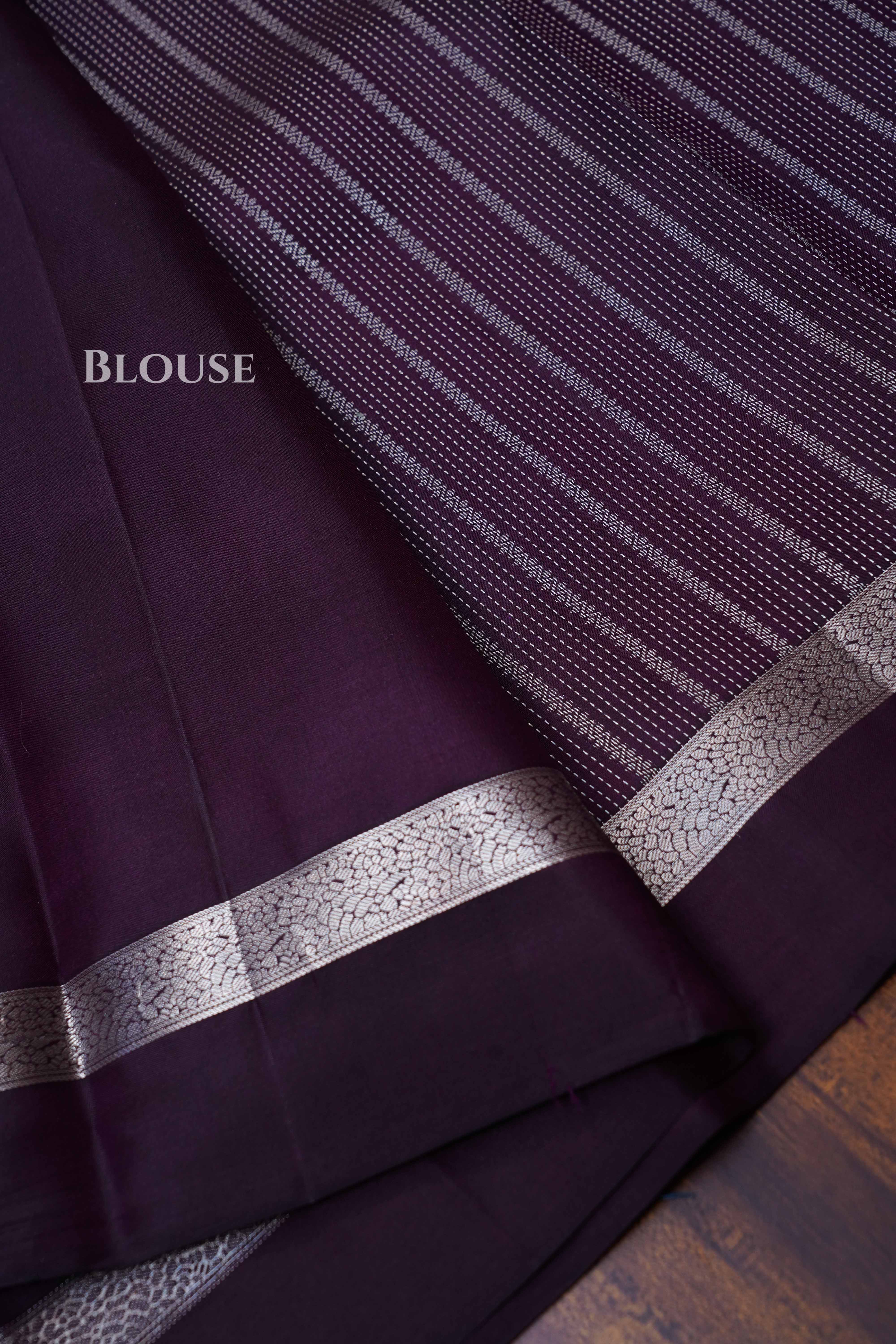 Dark Grape Purple Pure Kanchivaram Silk Saree
