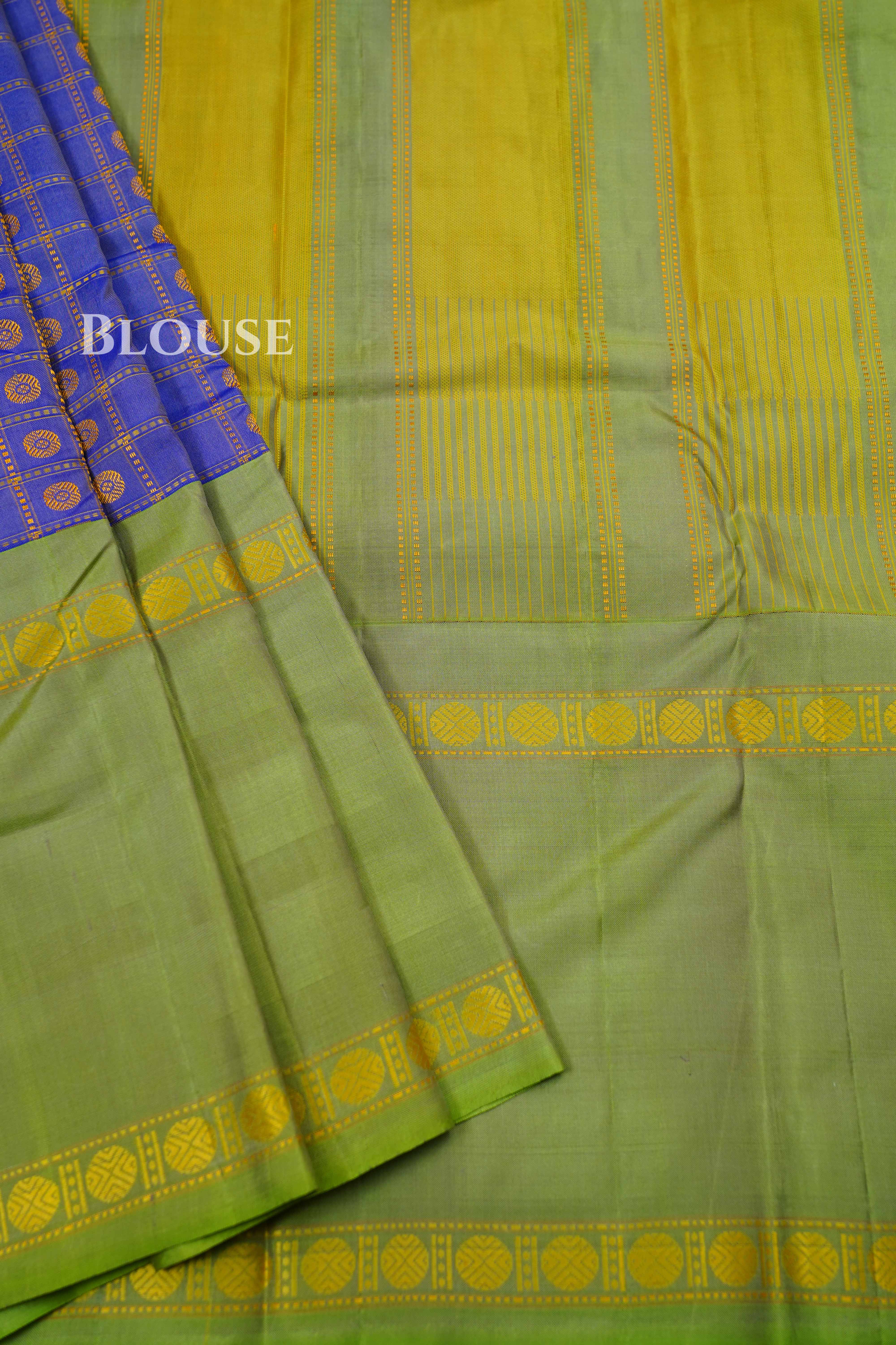Lavender With Green Pure Kanchivaram Silk Saree