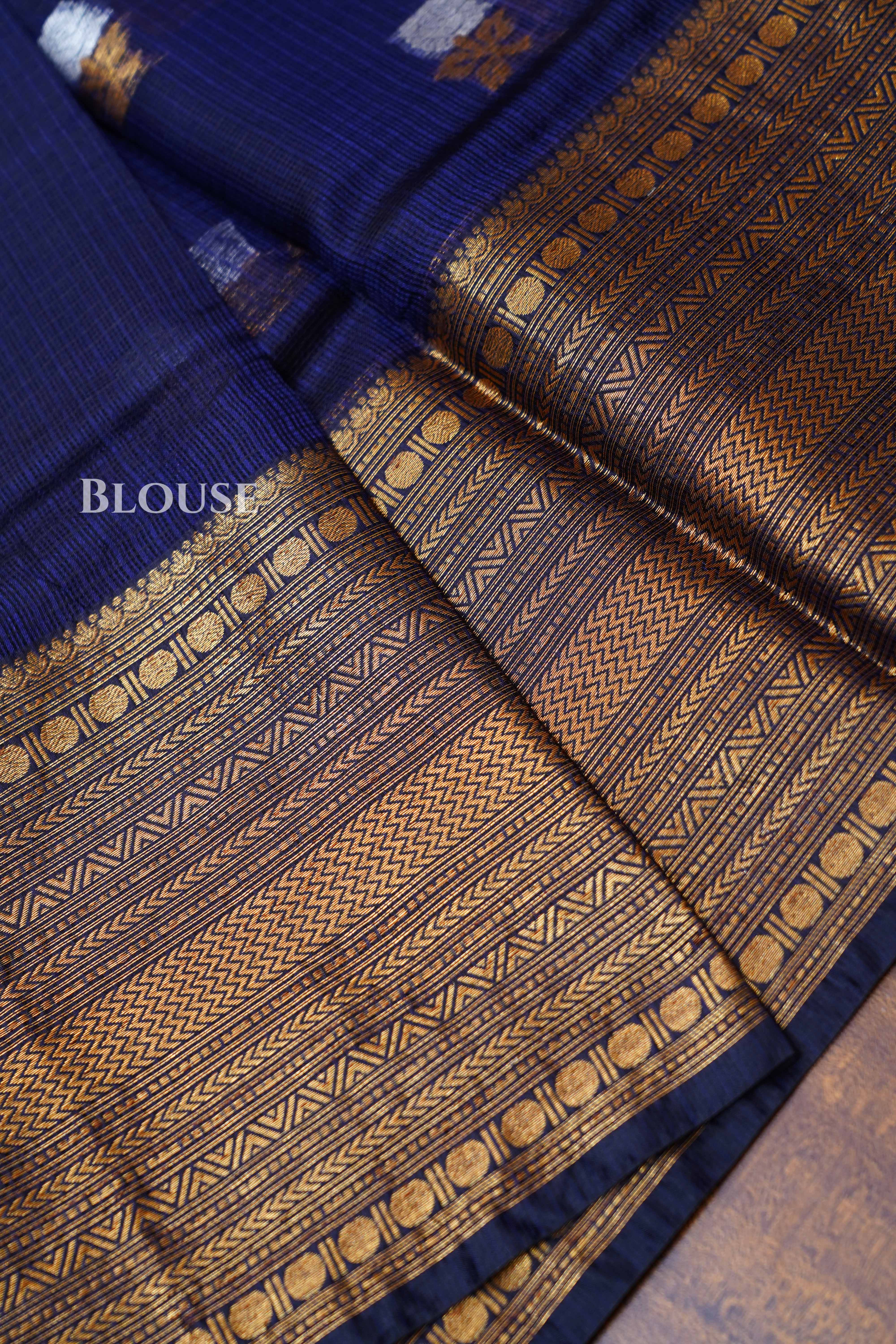 Dark Navy Pure Kota Silk Saree