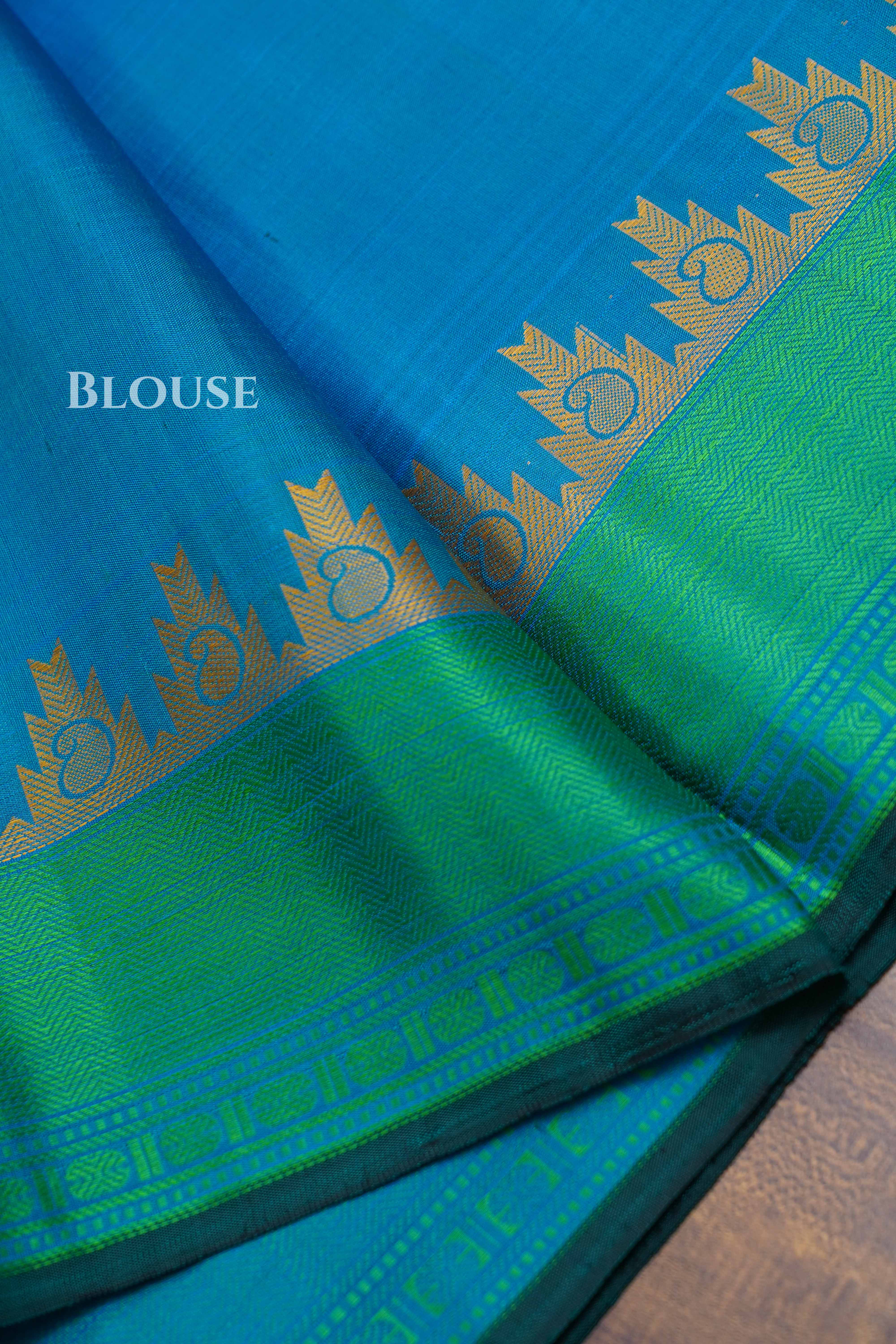 Sea Blue Pure Kanchivaram Silk Saree