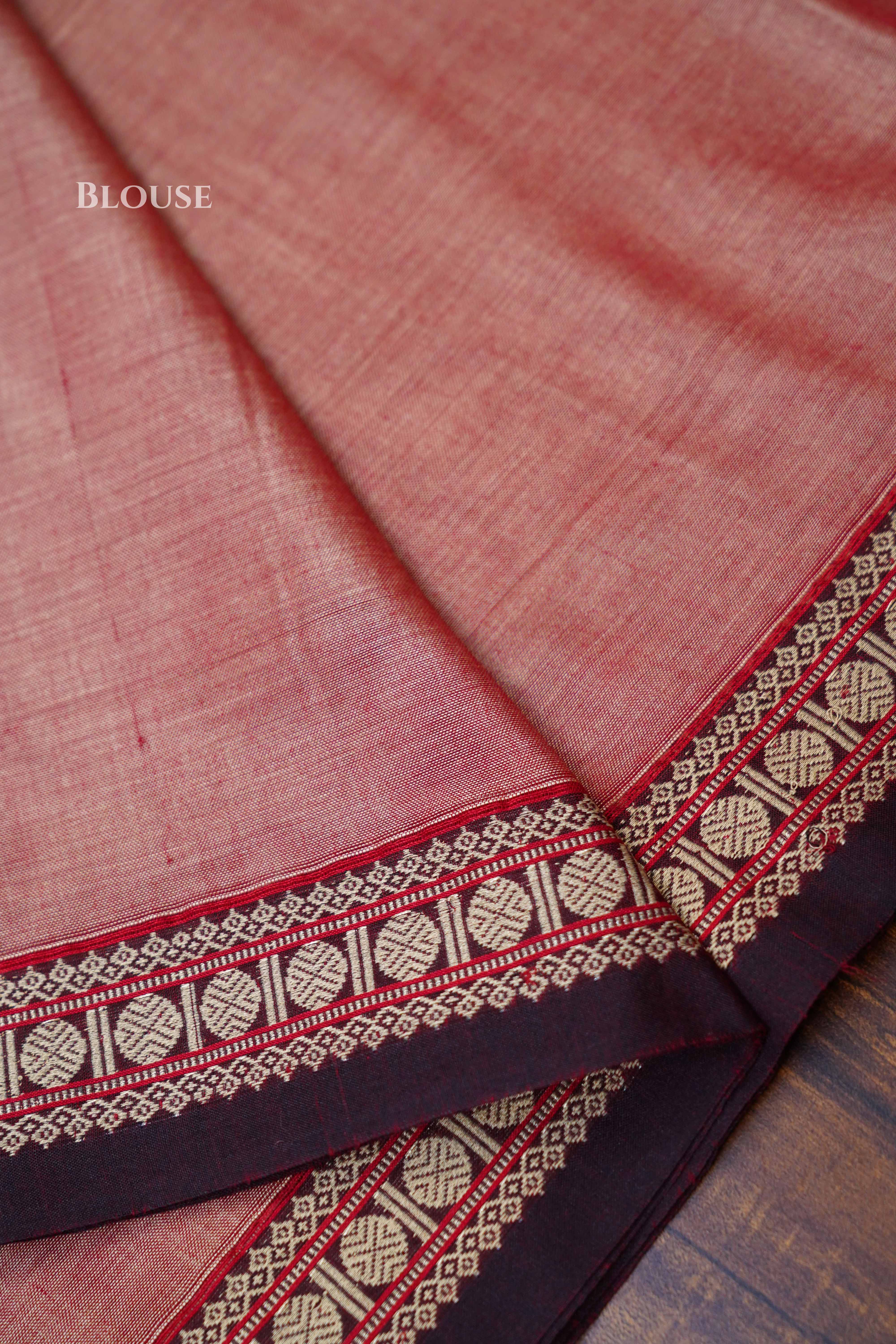 Peach Pink Narayanpet Cotton Saree
