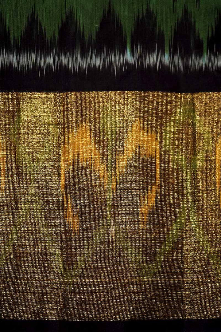 PURE SILK COTTON SAREE - DUSKY GREEN WITH WINE - Queens Jewel Emporium
