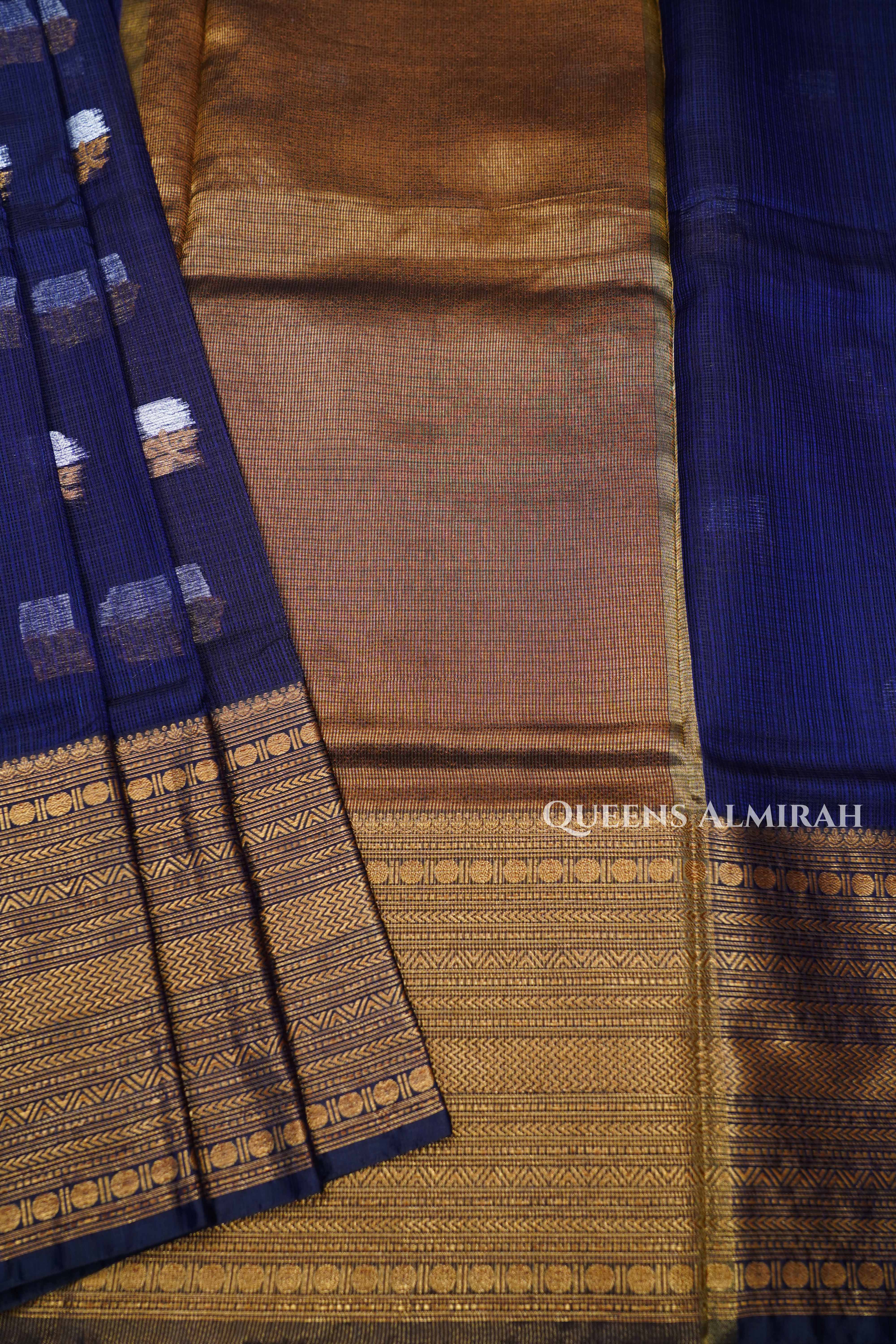 Dark Navy Pure Kota Silk Saree