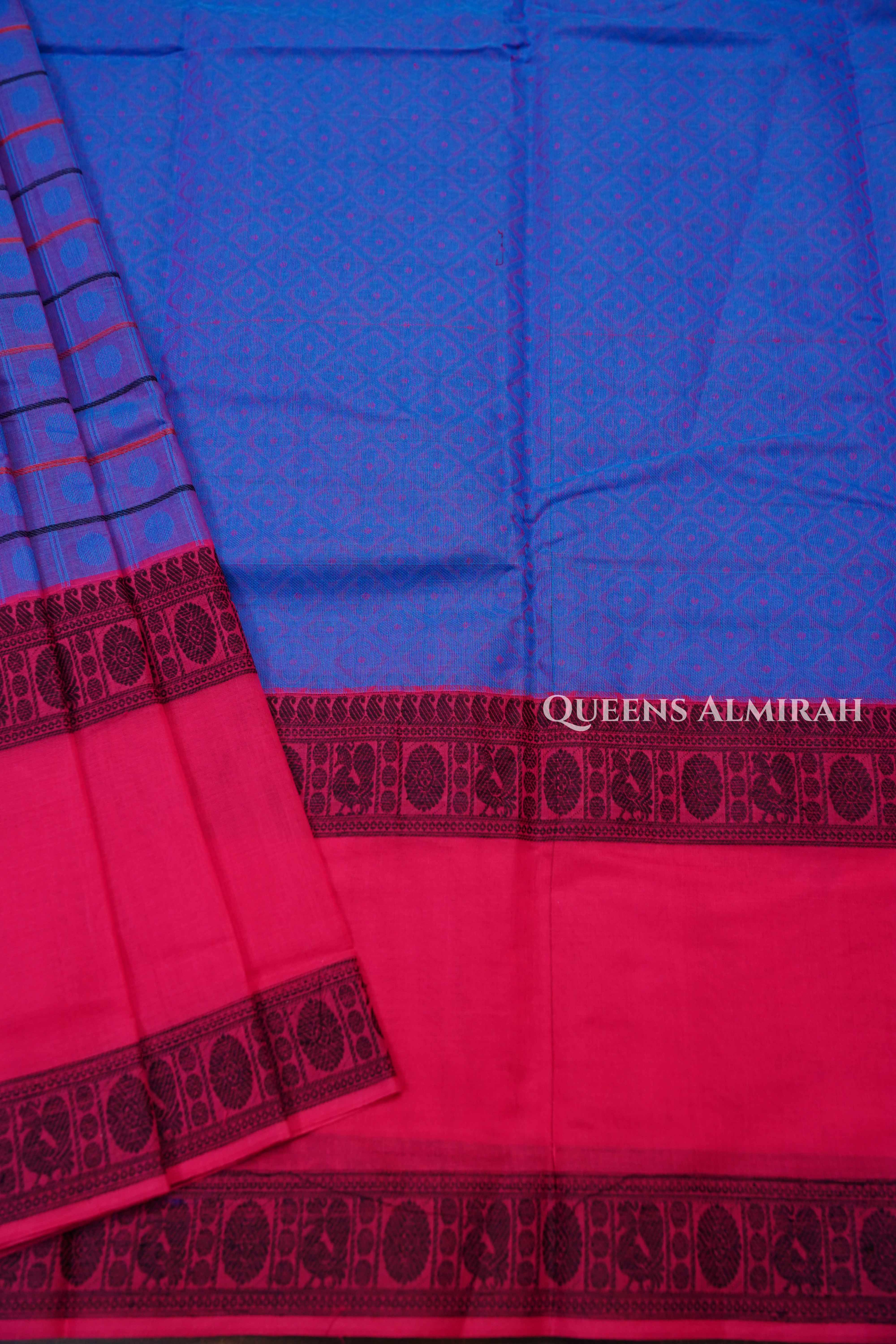 Purple With Pink Chettinad Cotton Saree