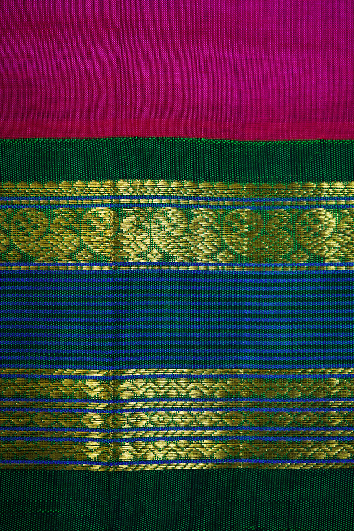 PURE KANCHI SILK COTTON - JAZZ BERRY JAM WITH PINE - Queens Jewel Emporium