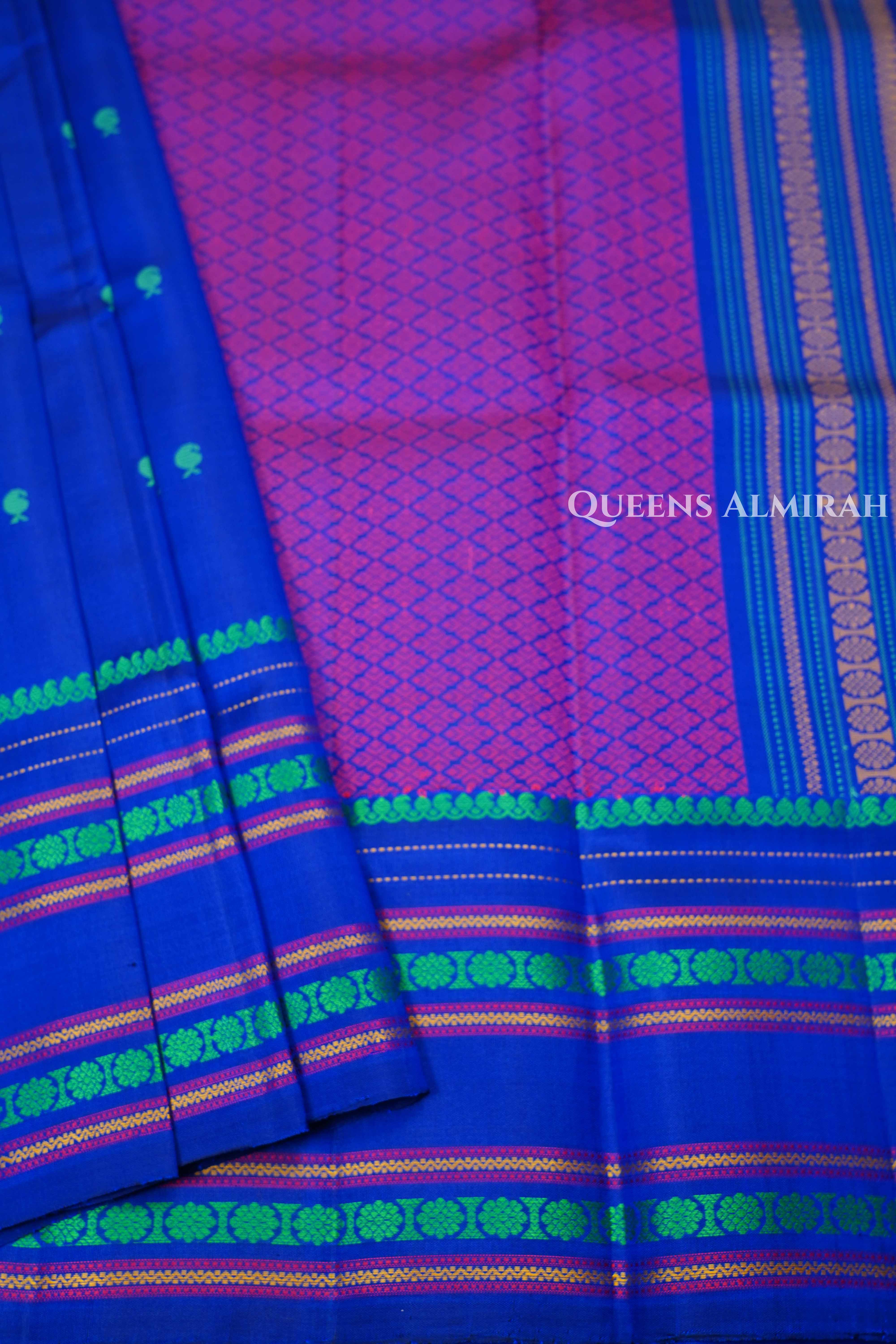 Ink Blue Pure Soft Silk Saree