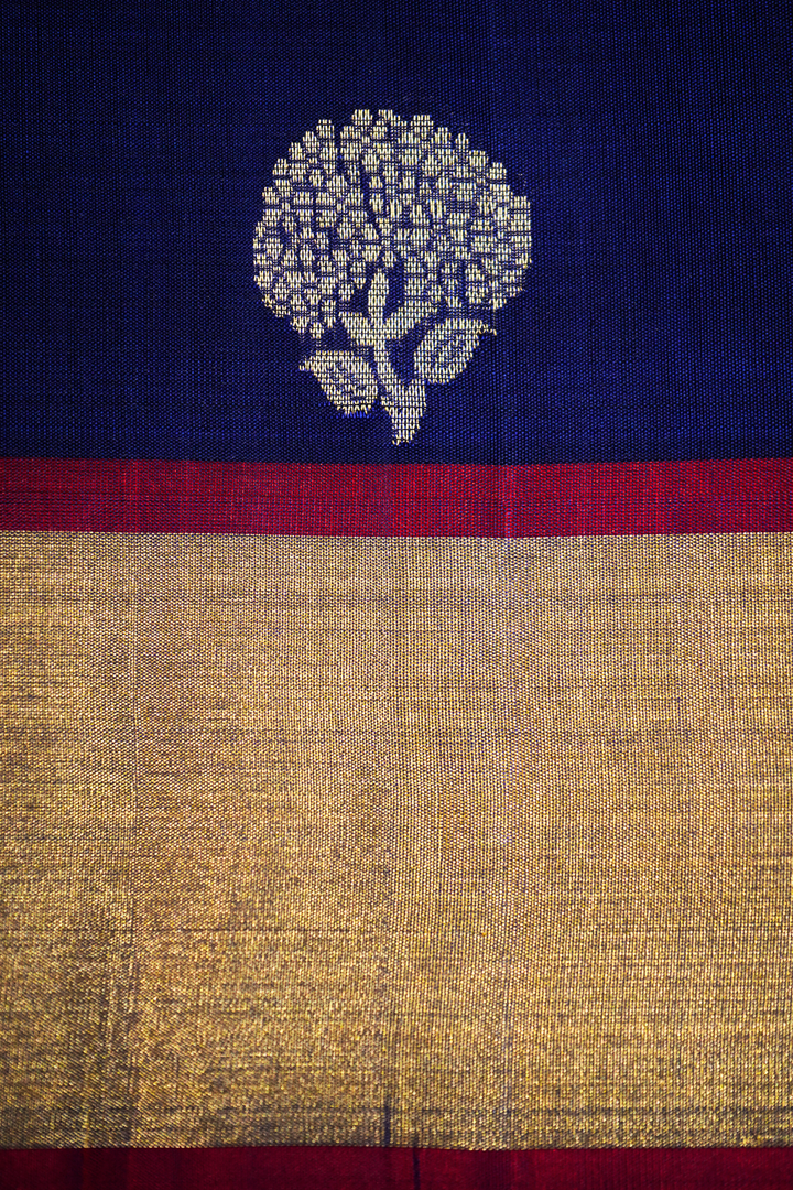 COBALT BLUE AND WINE SOFT SILK SAREE - Queens Jewel Emporium