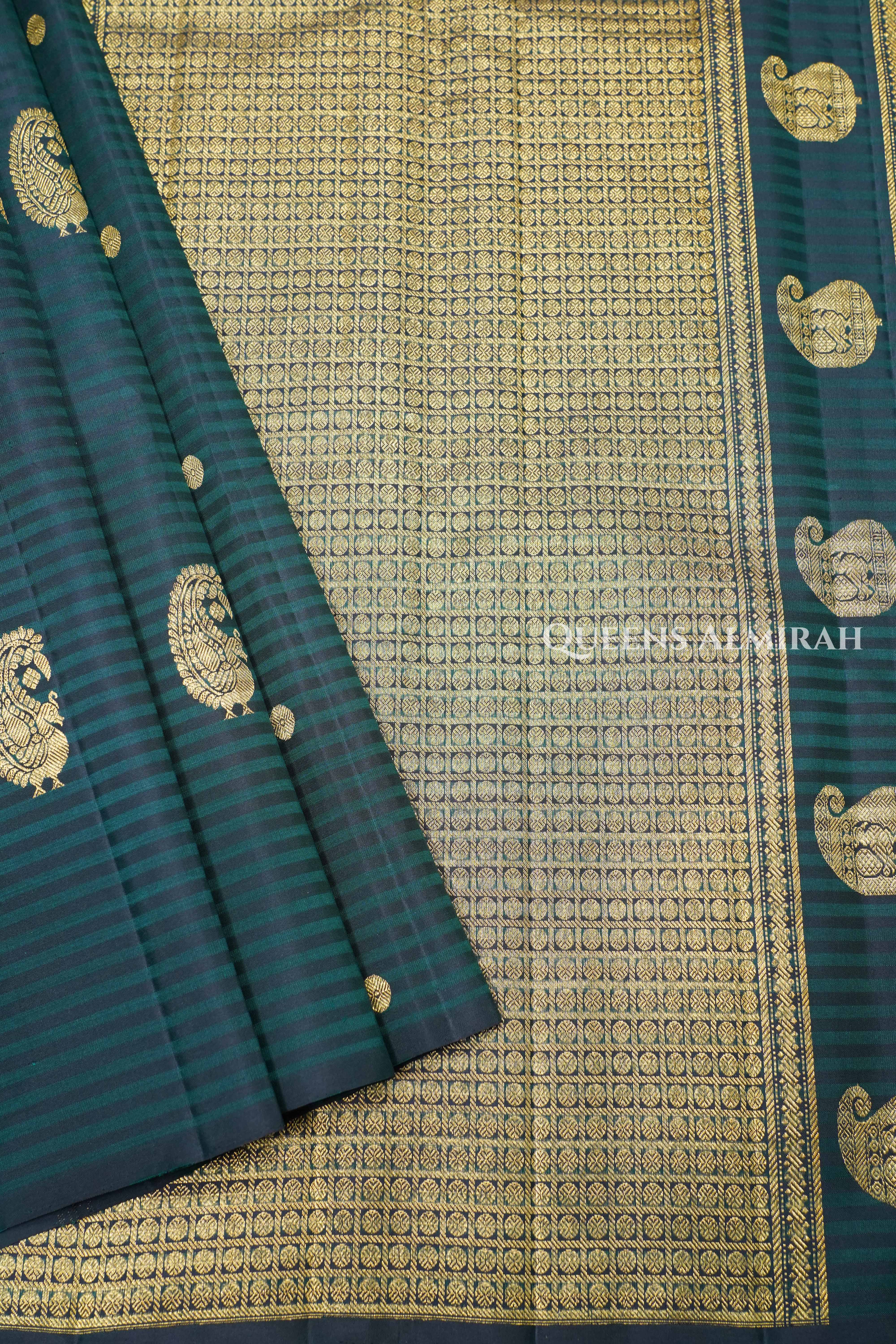 Bottle Green Pure Kanchivaram Silk Saree.