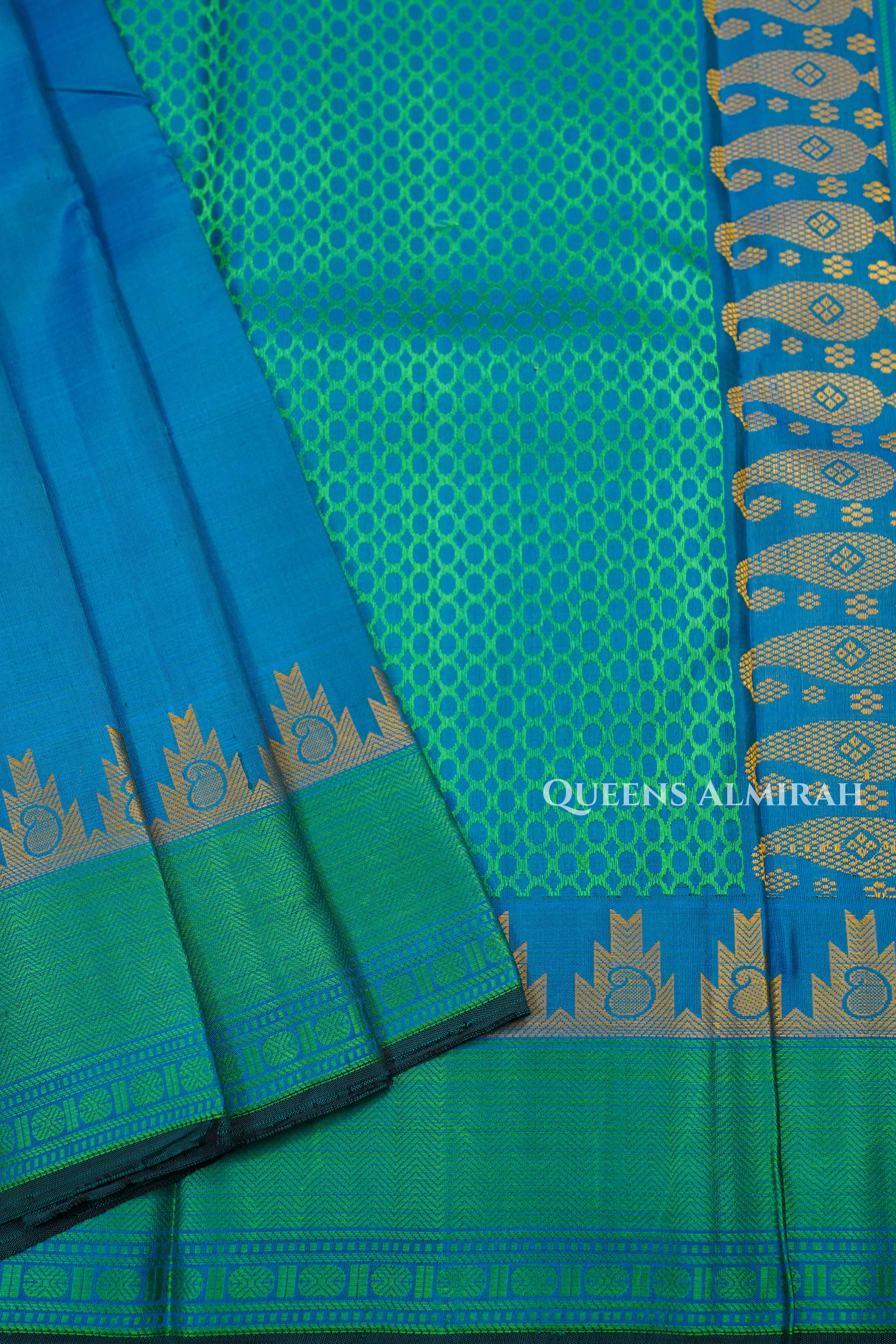 Sea Blue Pure Kanchivaram Silk Saree