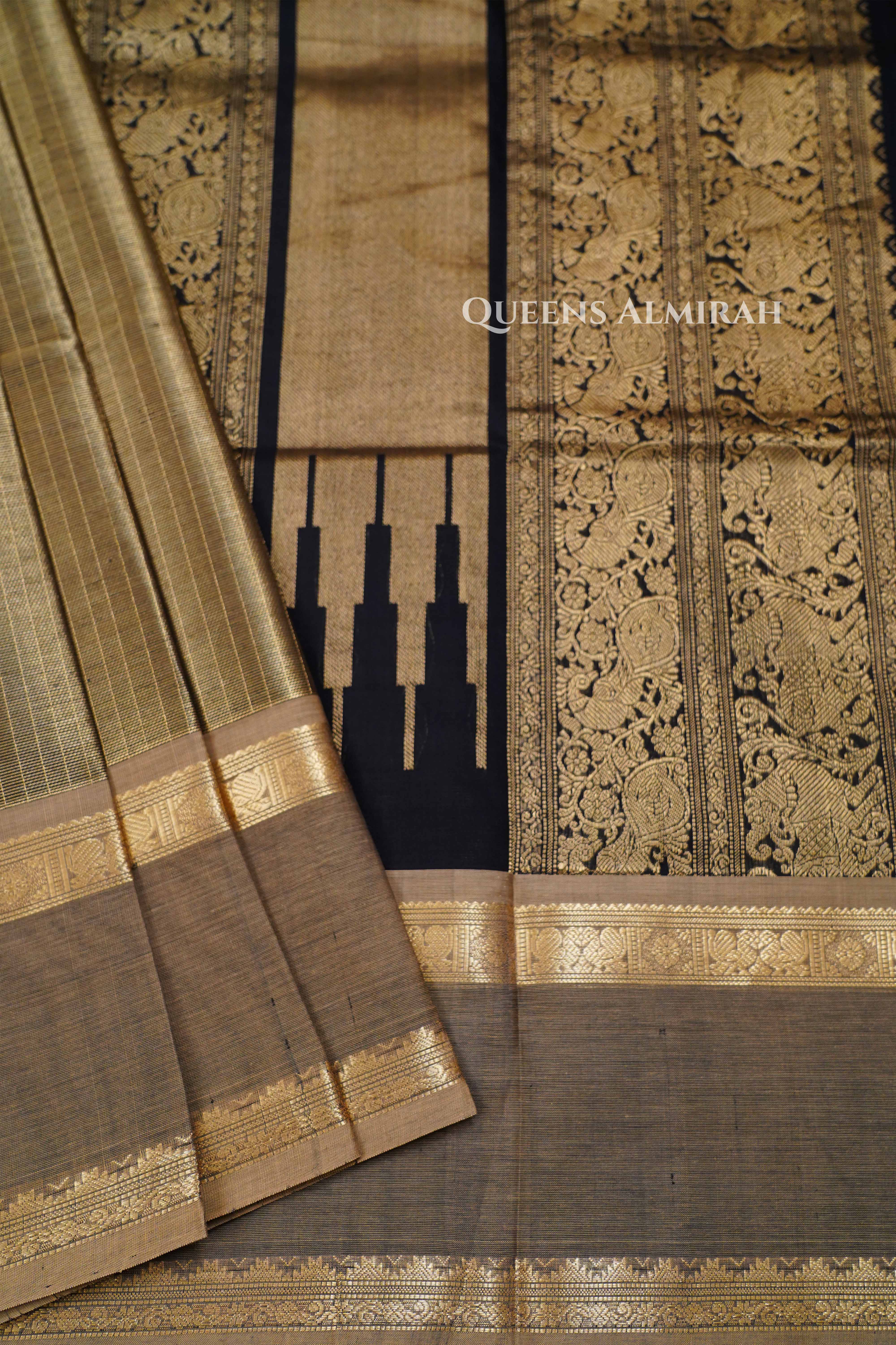 Cocoa Brown Karaikudi Chettinad Silk Cotton Saree
