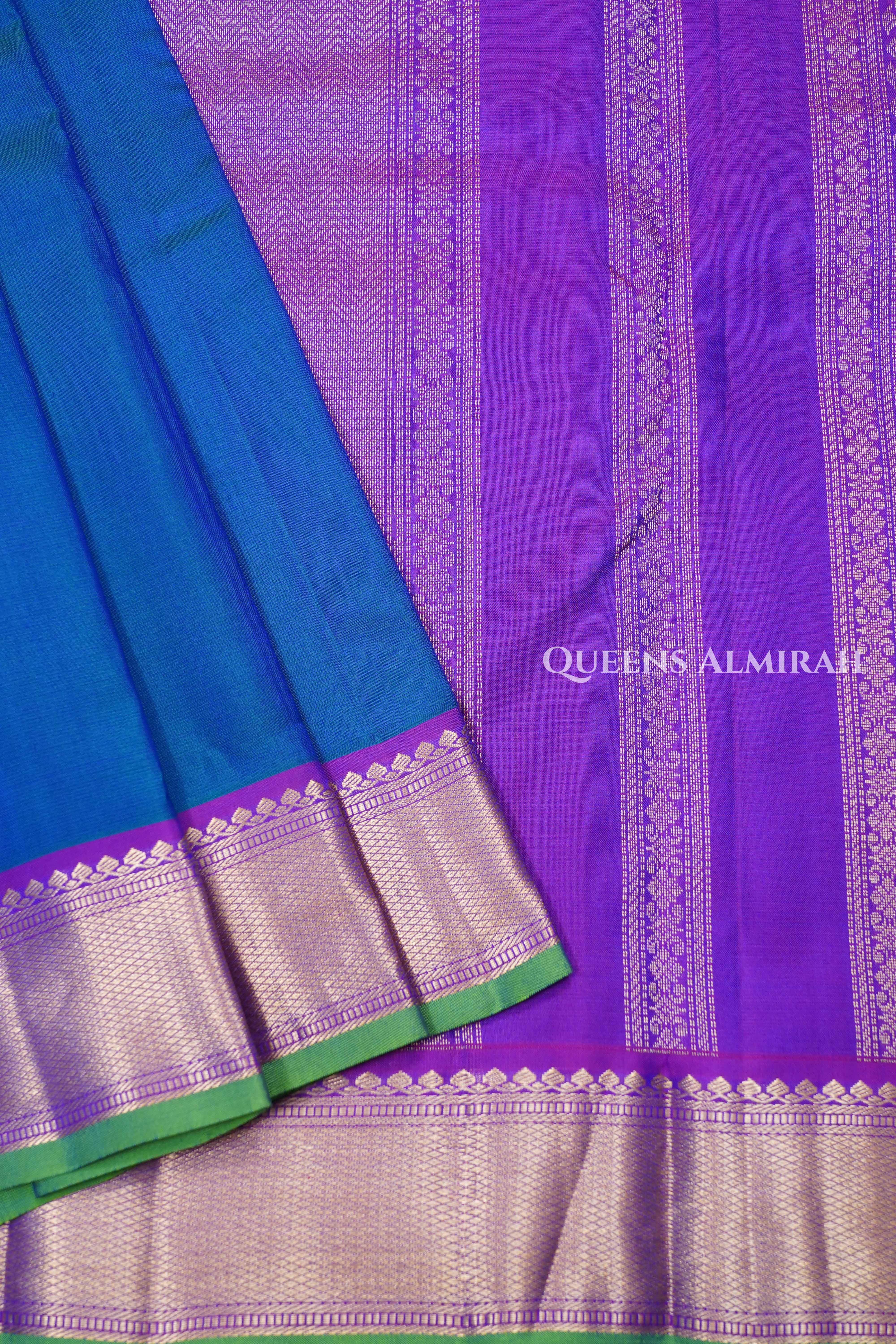Peacock Blue Pure Kanchivaram Silk Saree