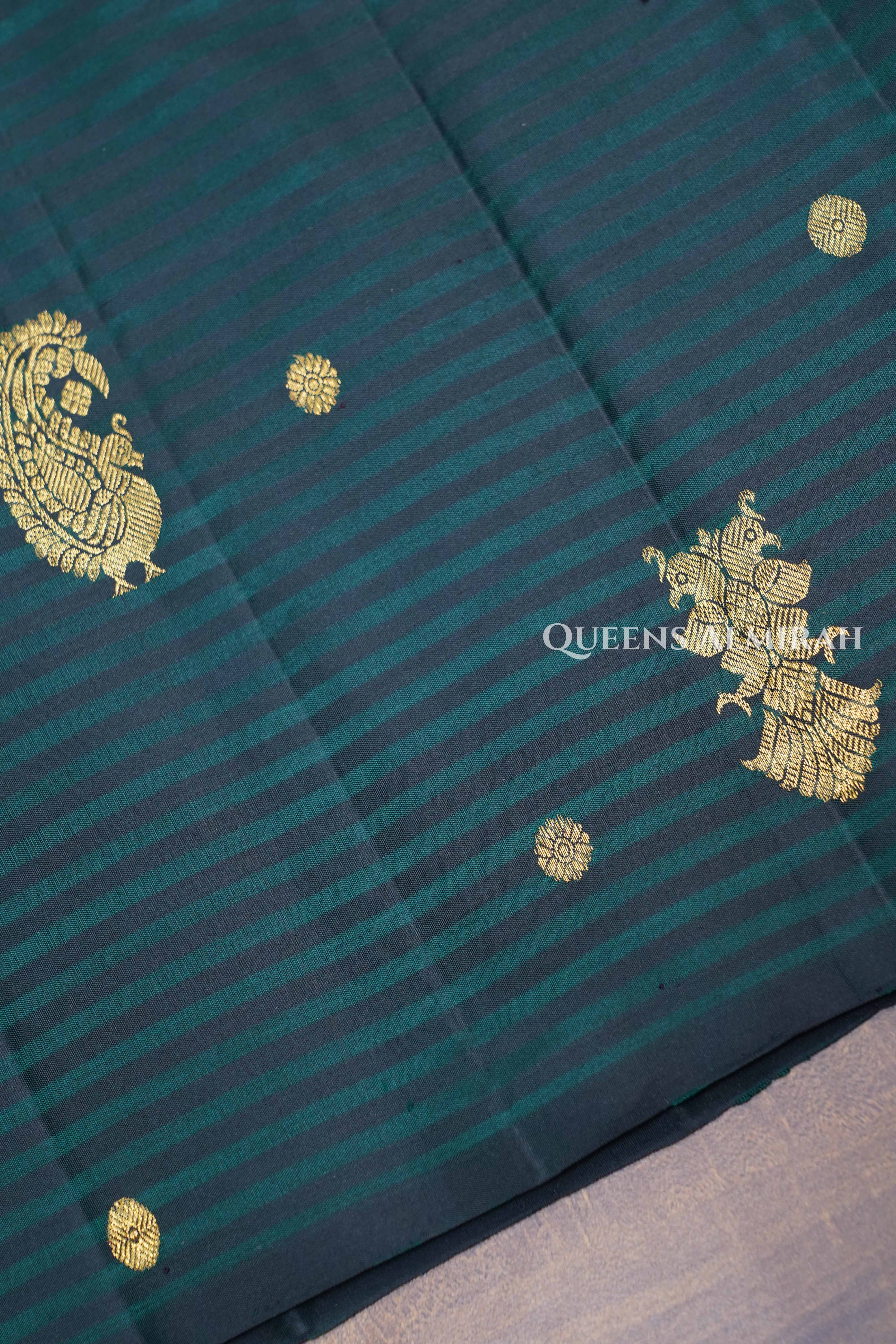 Bottle Green Pure Kanchivaram Silk Saree.