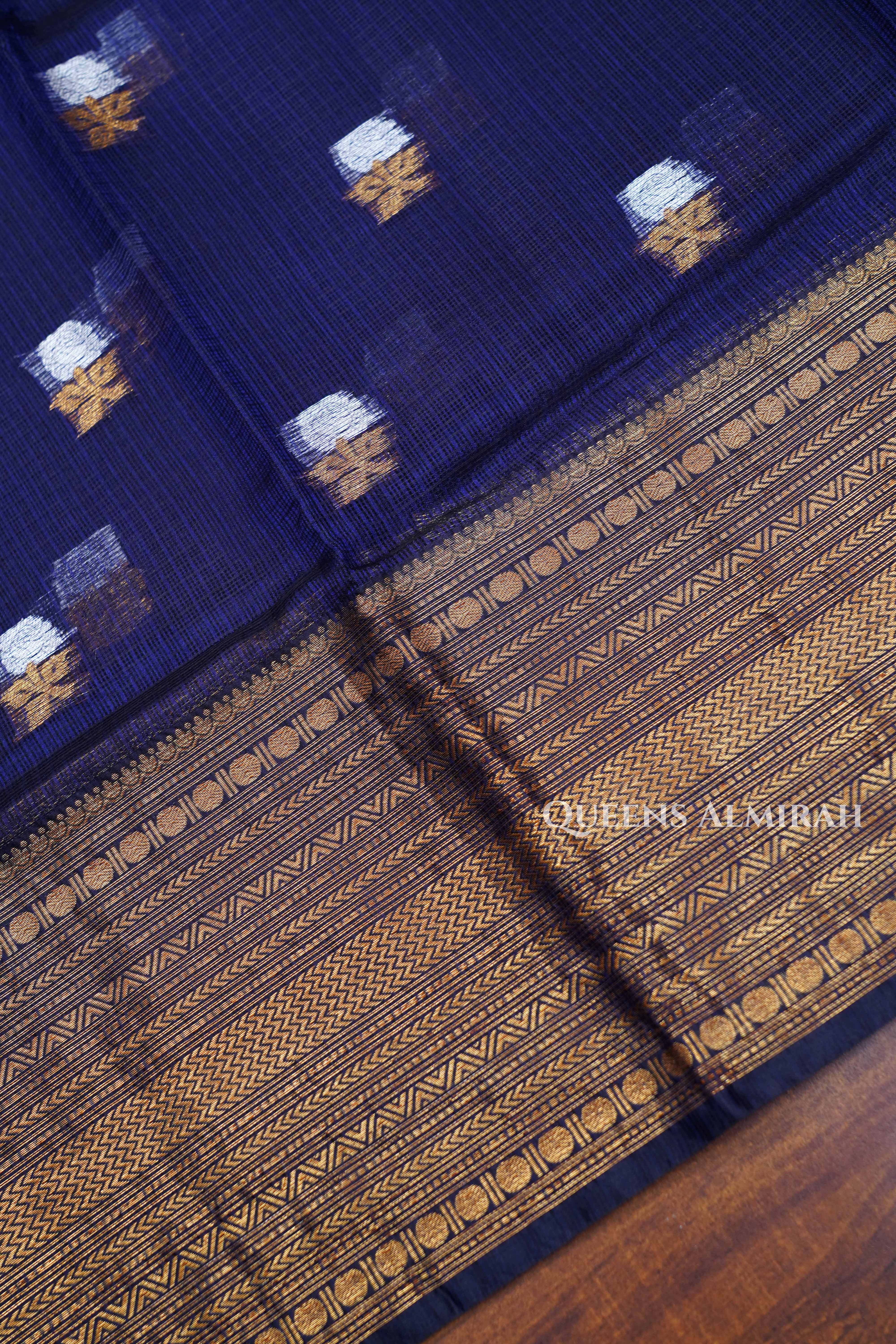 Dark Navy Pure Kota Silk Saree