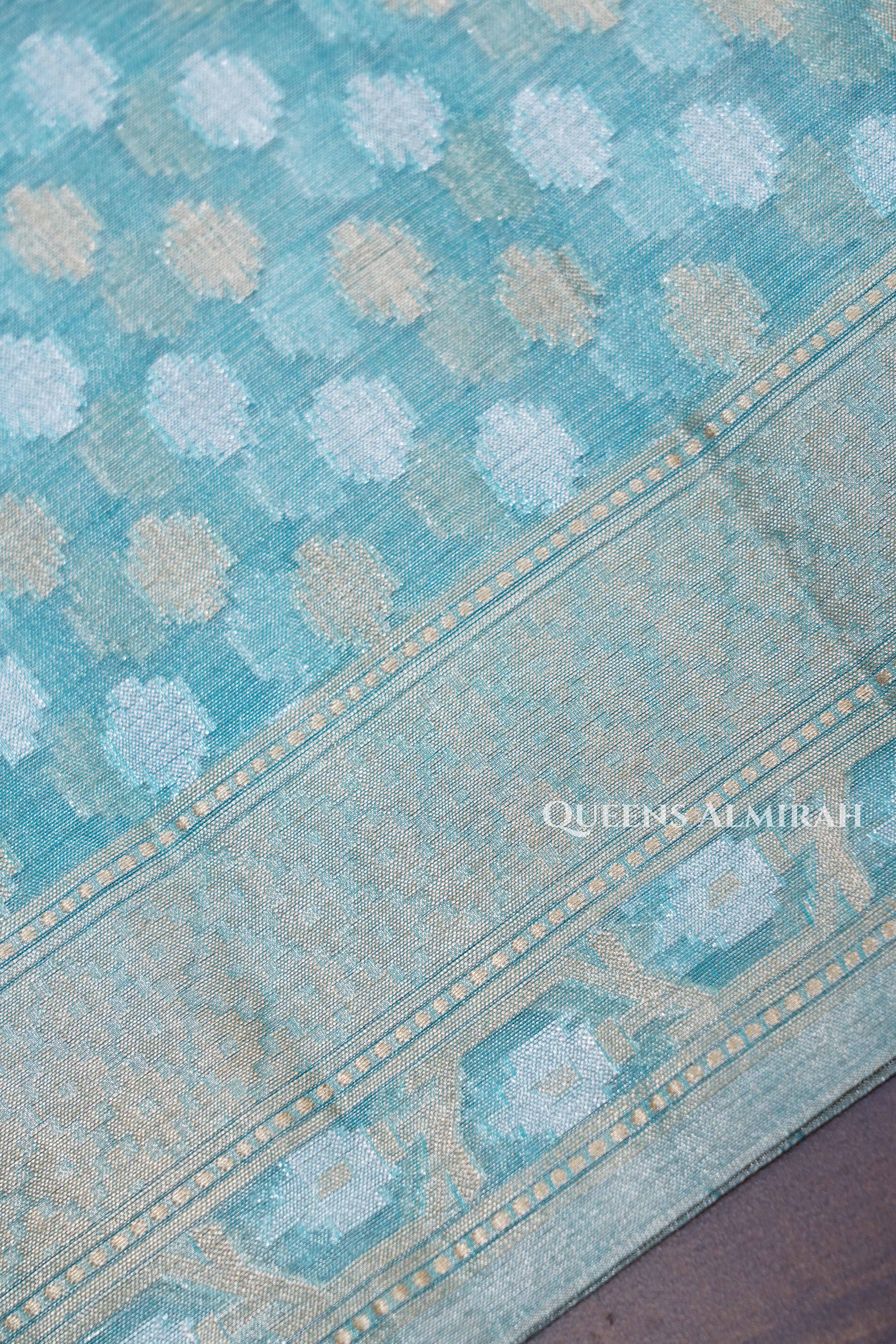 Sea Blue Banarasi Organza Saree