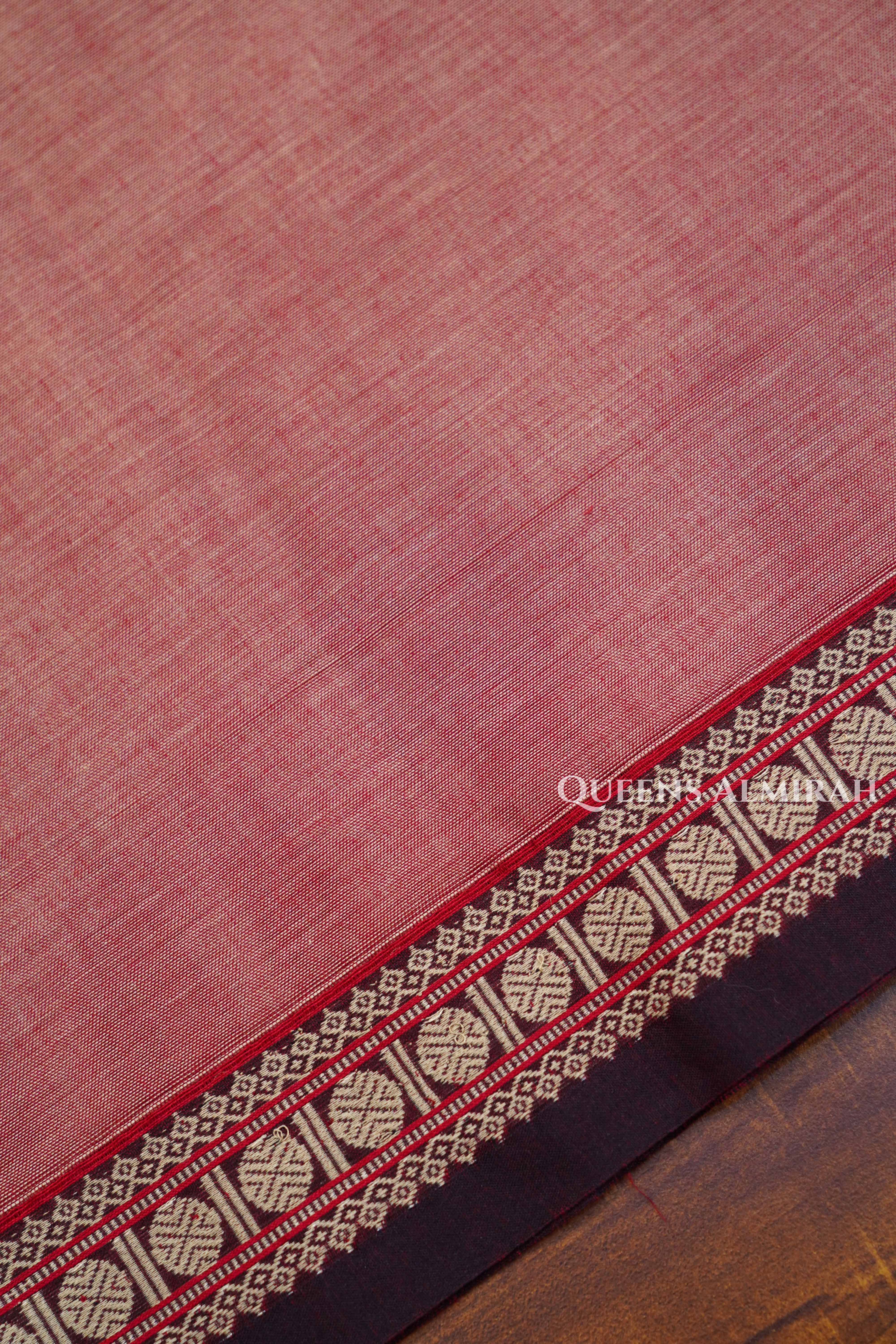 Peach Pink Narayanpet Cotton Saree