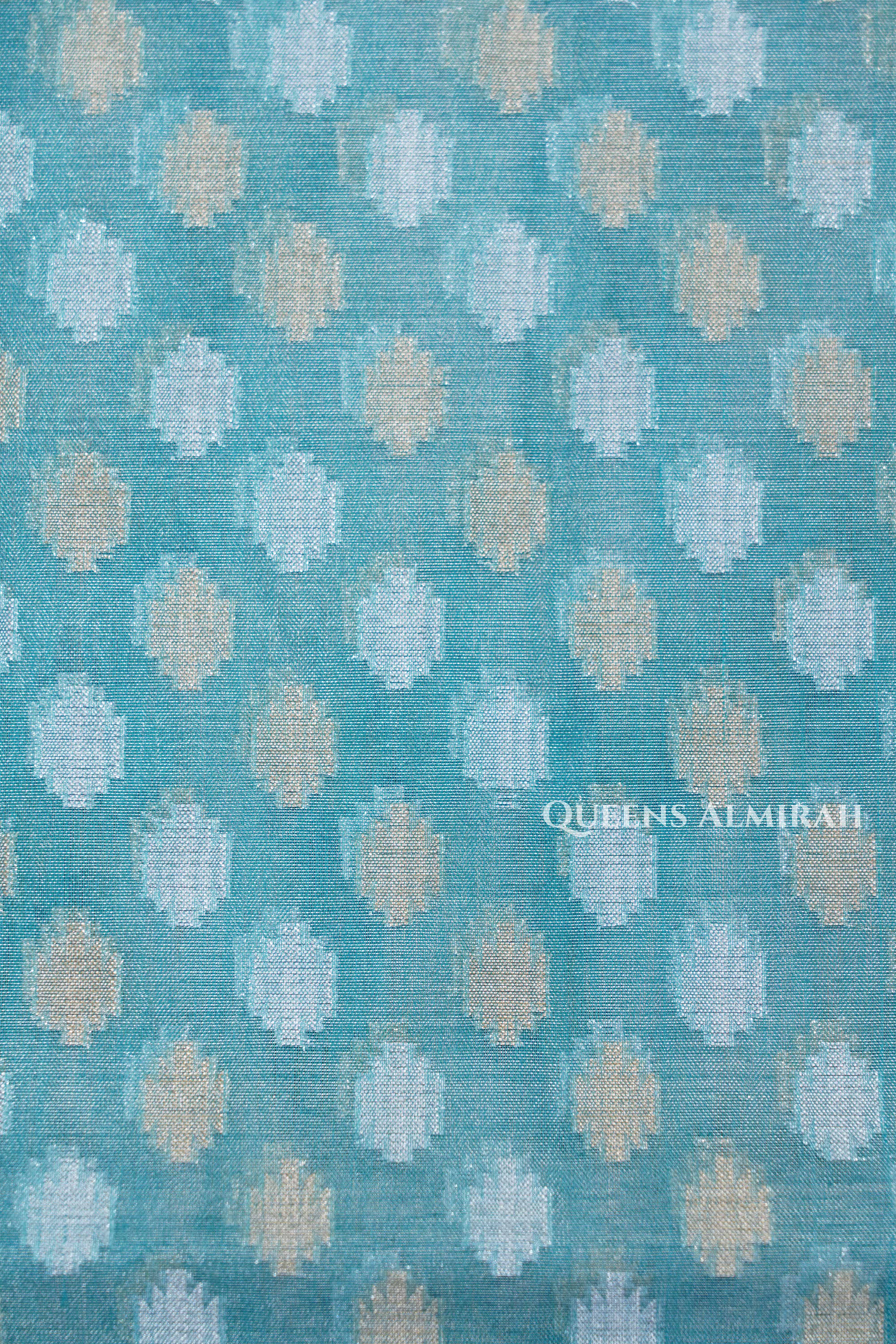 Sea Blue Banarasi Organza Saree