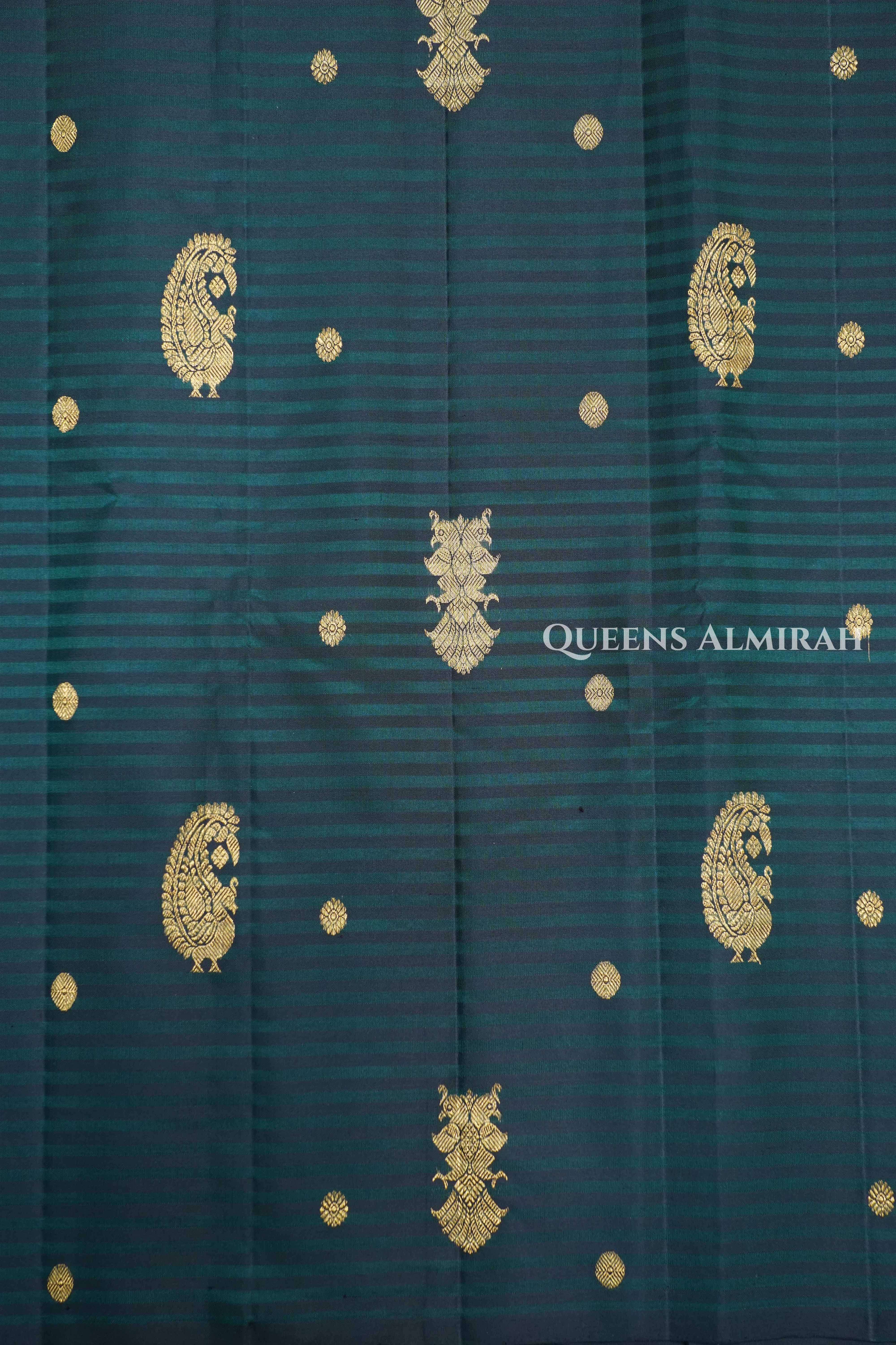 Bottle Green Pure Kanchivaram Silk Saree.