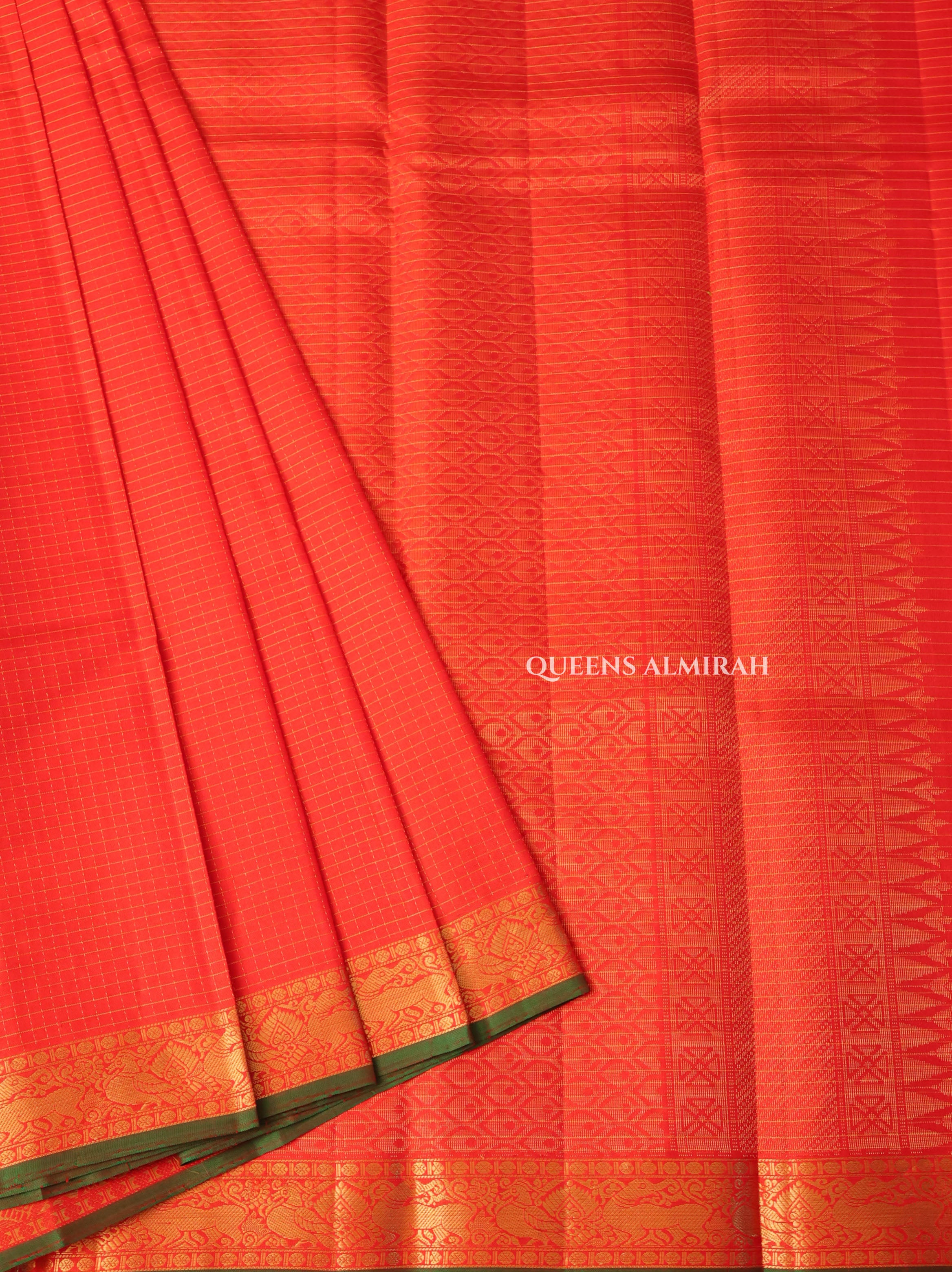 Tomato Orange Pure Kanchivaram Silk Saree