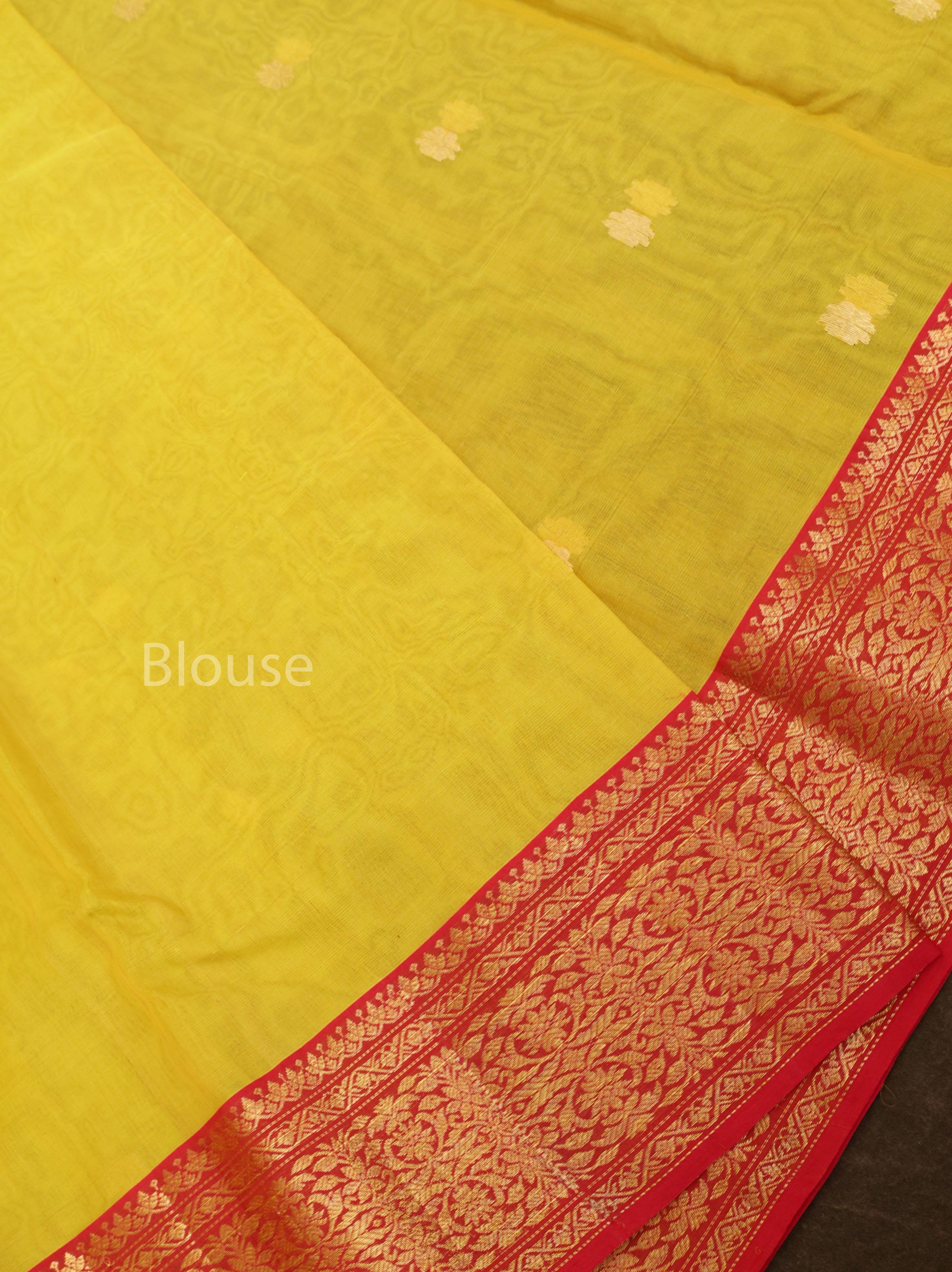 Yellow With Red Chanderi Katan Silk Handloom Saree