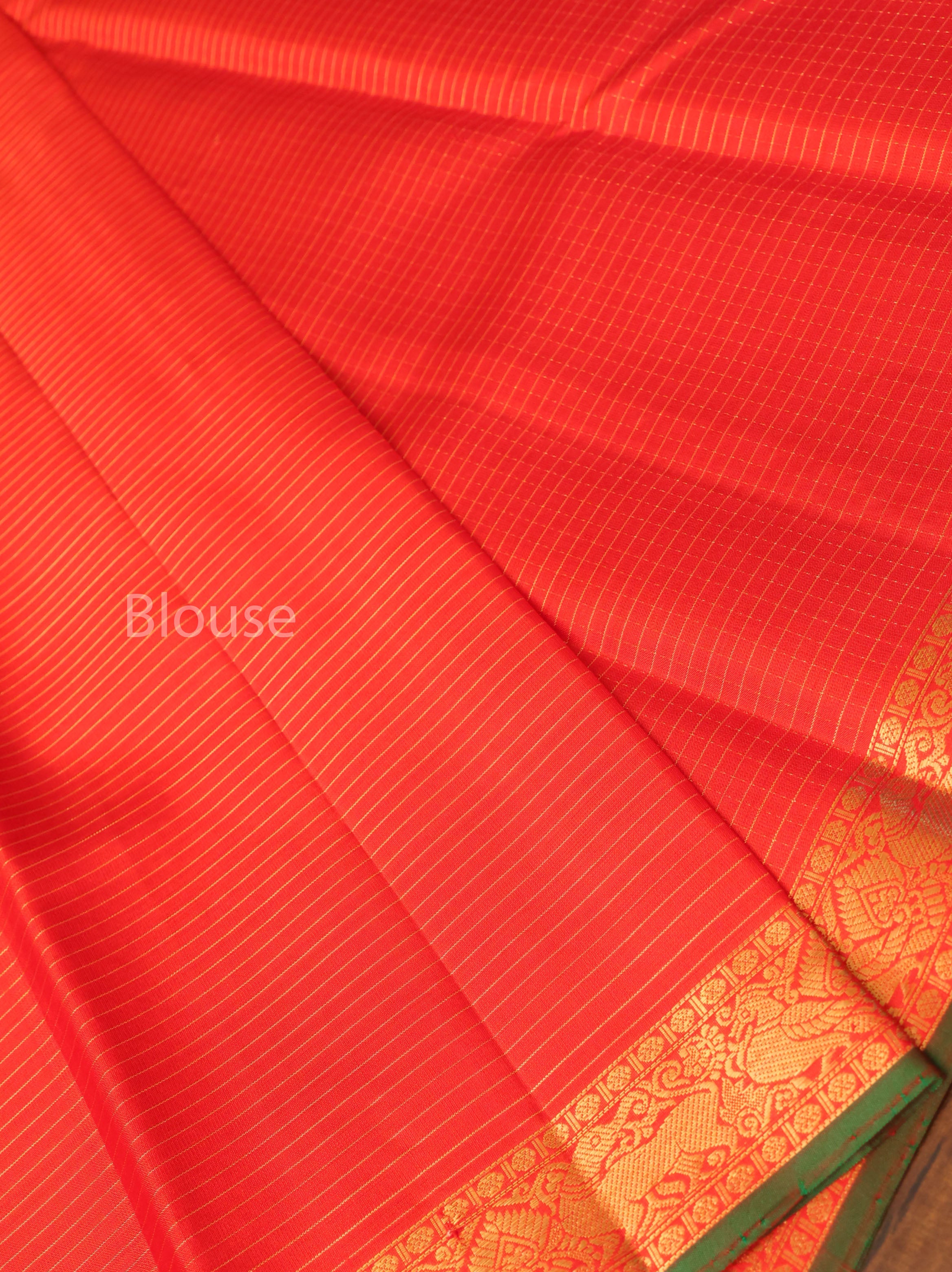 Tomato Orange Pure Kanchivaram Silk Saree