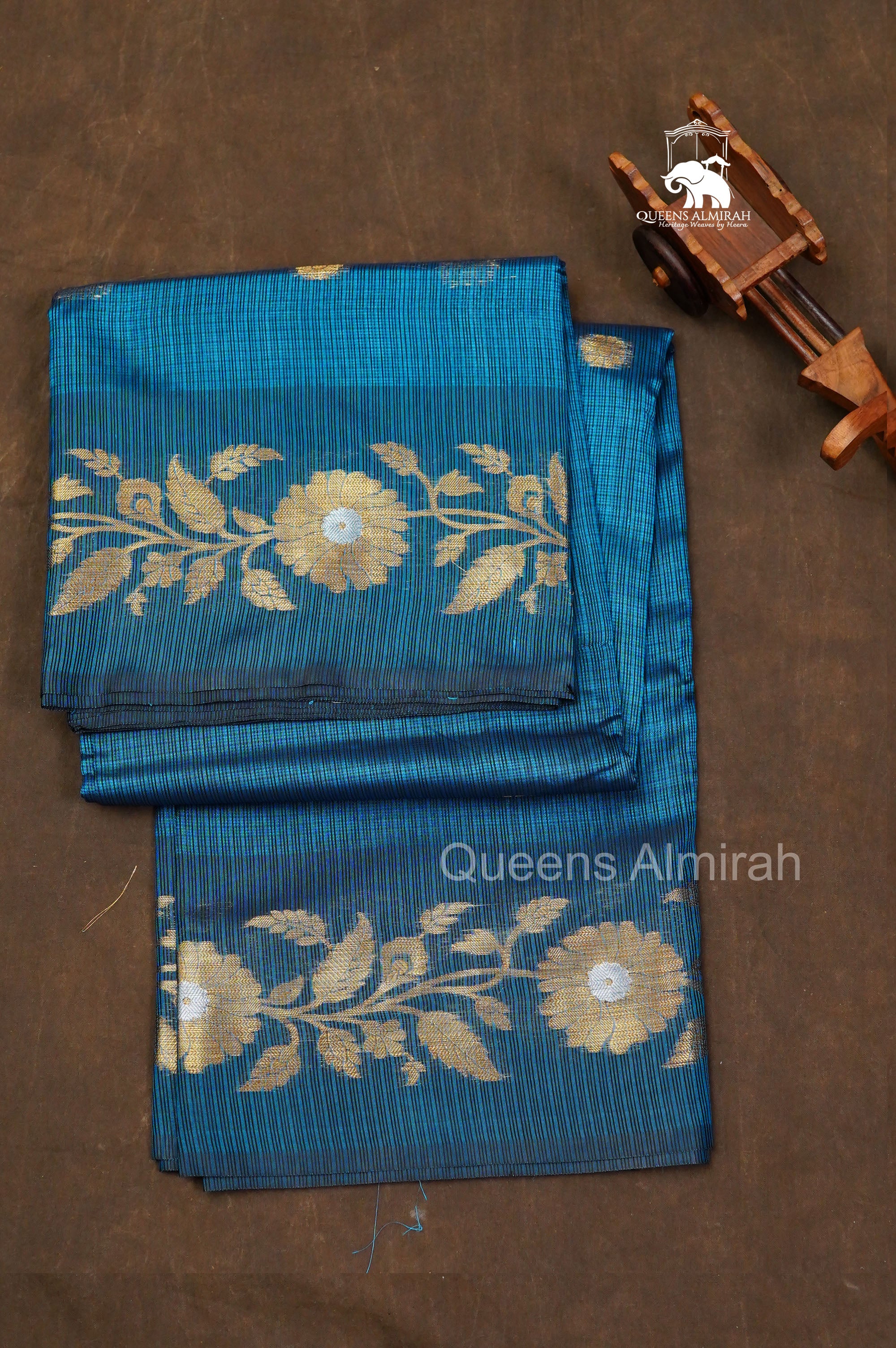 Peacock Blue Semi Kota Silk Cotton Saree
