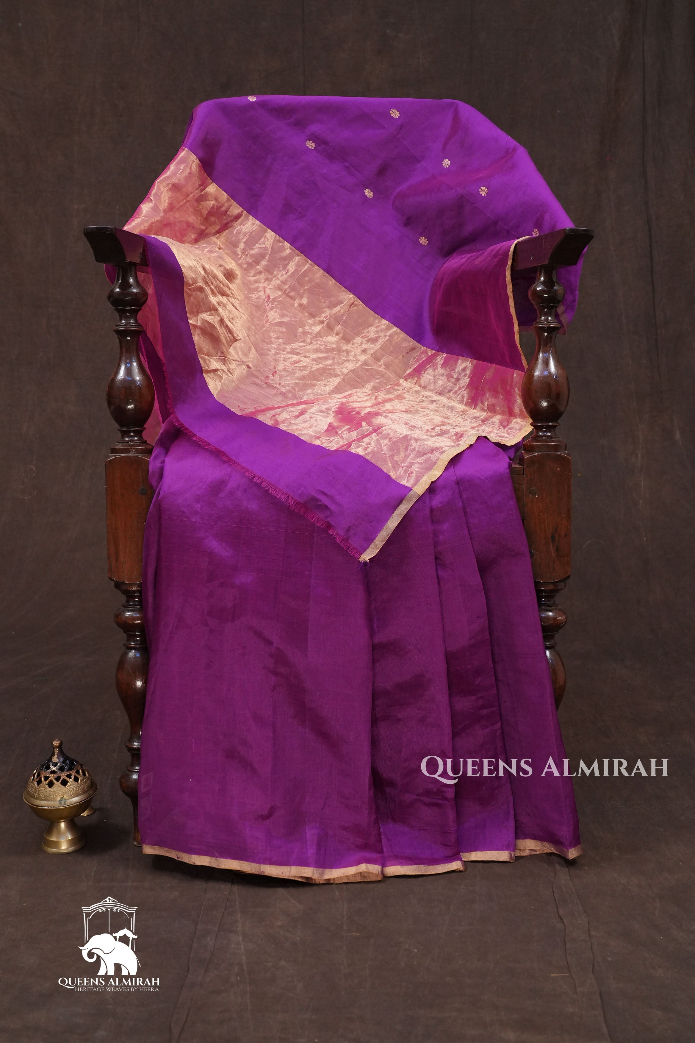 Magenta Pink Gajamukhi  Katan Chanderi Silk Saree