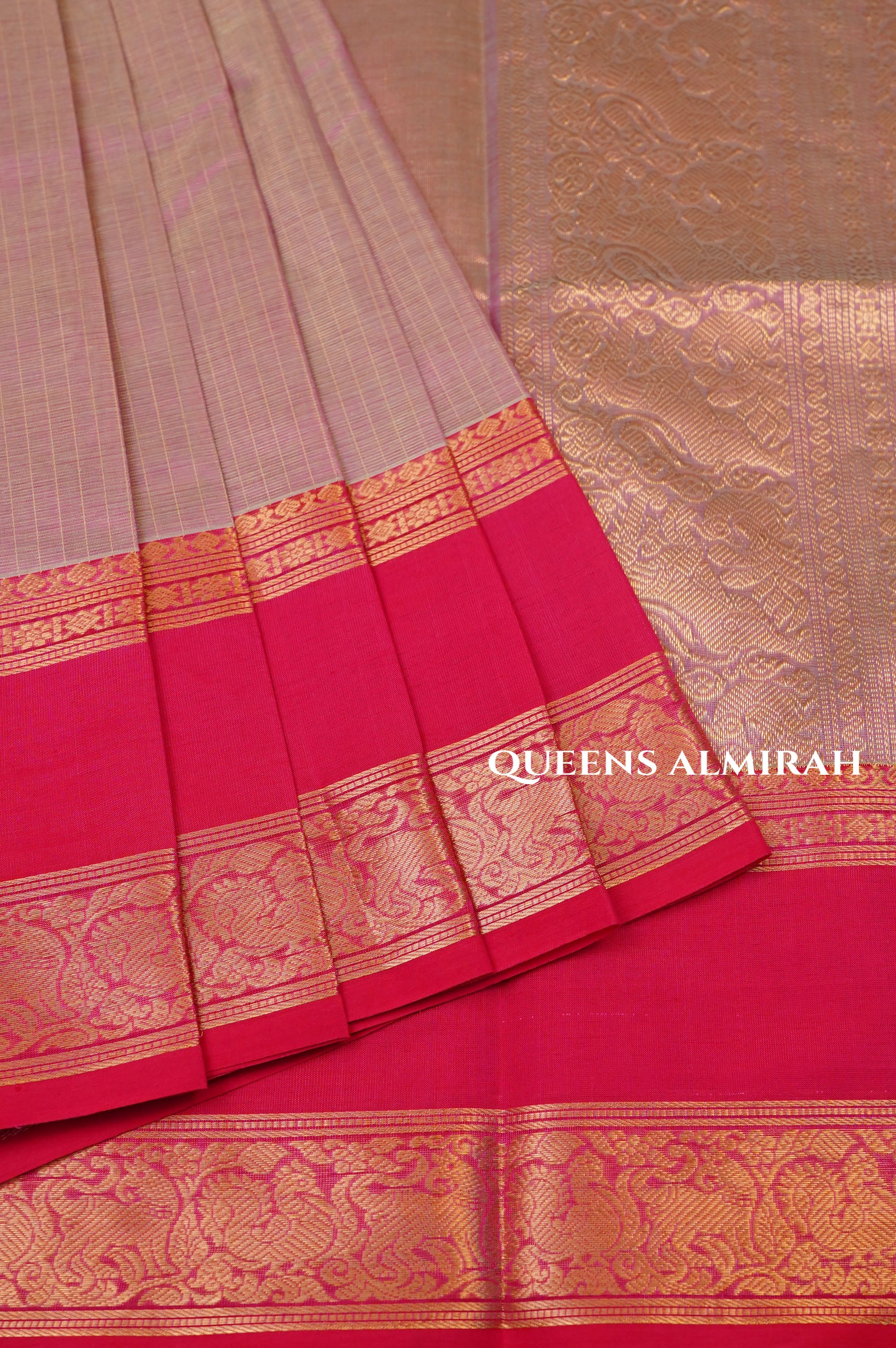 Baby Pink With Rani Pink Payadi Chettinad Silk Cotton Saree