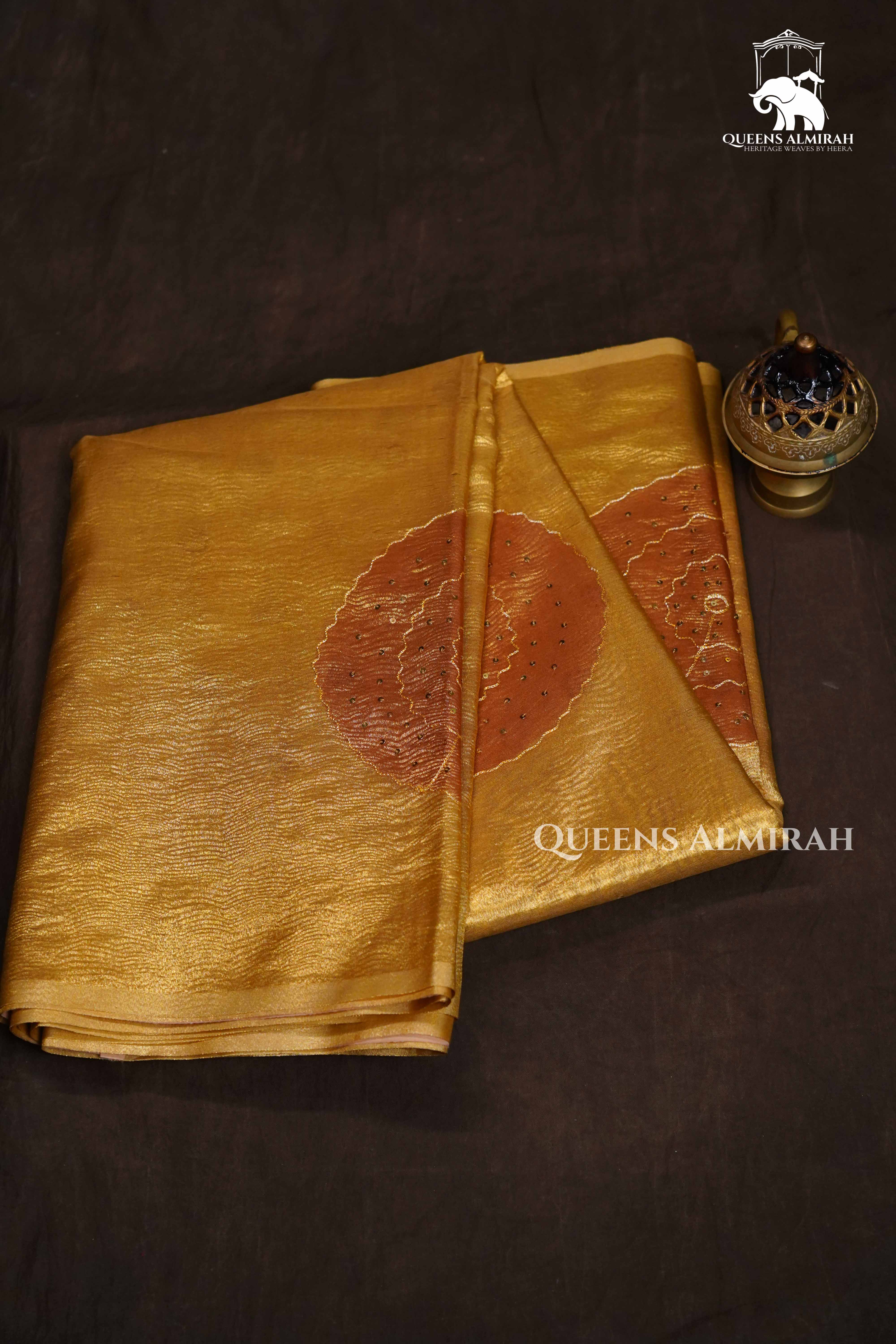 Golden Crush Tissue Silk Saree QUEENS ALMIRAH