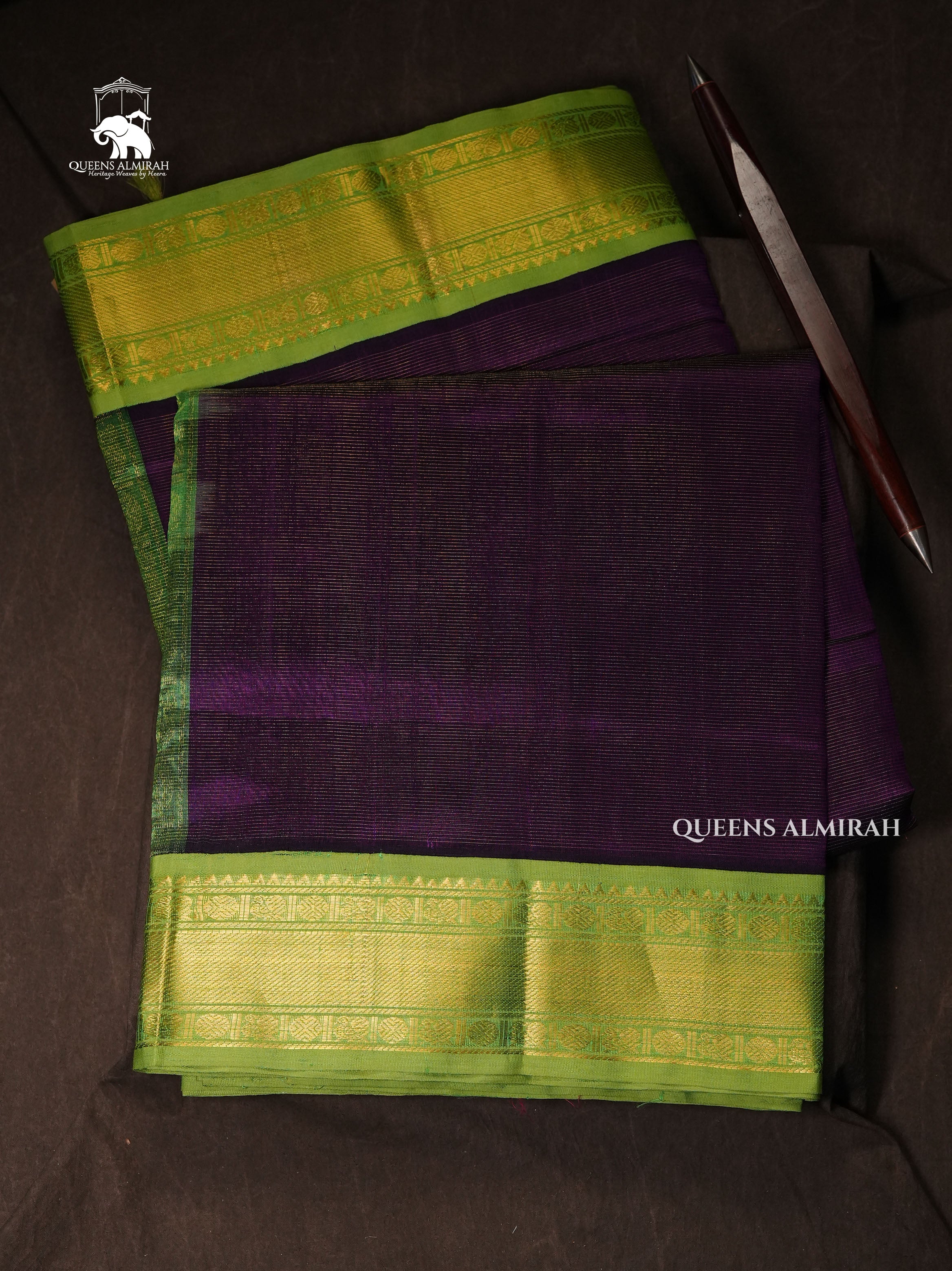 Purple With Pista Green Pure Silk Cotton Saree