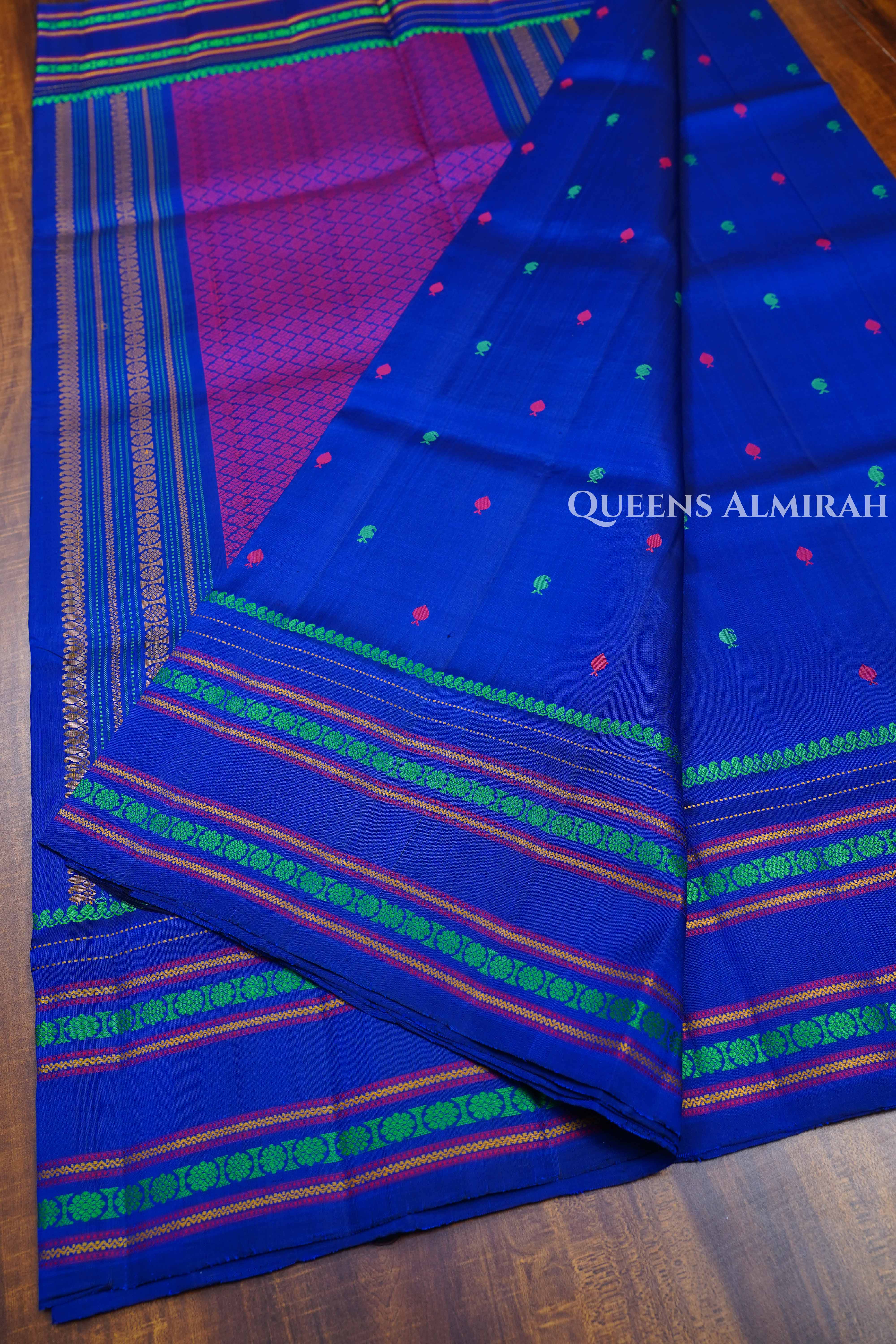Ink Blue Pure Soft Silk Saree