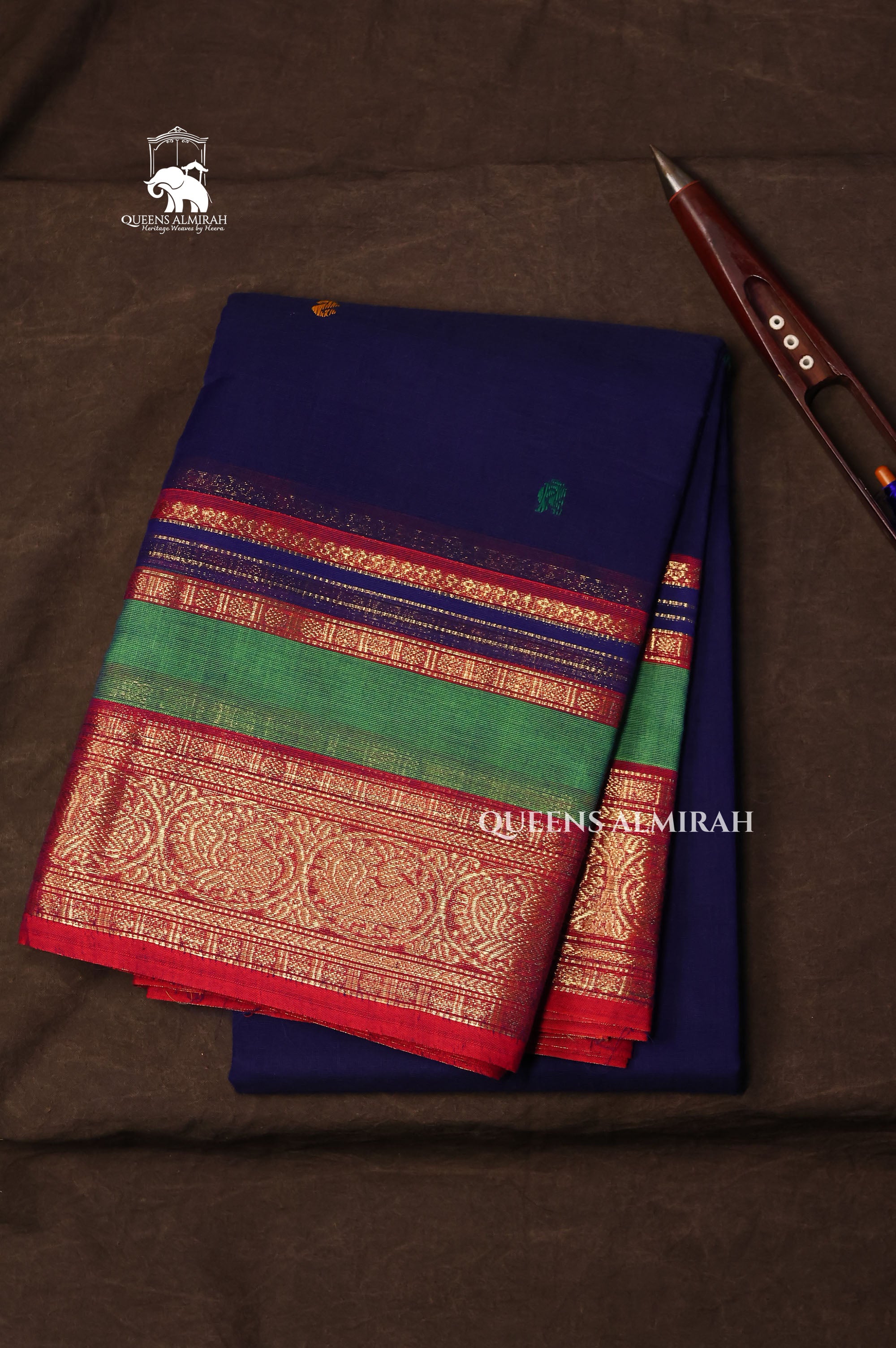 Navy Blue Kanchi Cotton Saree