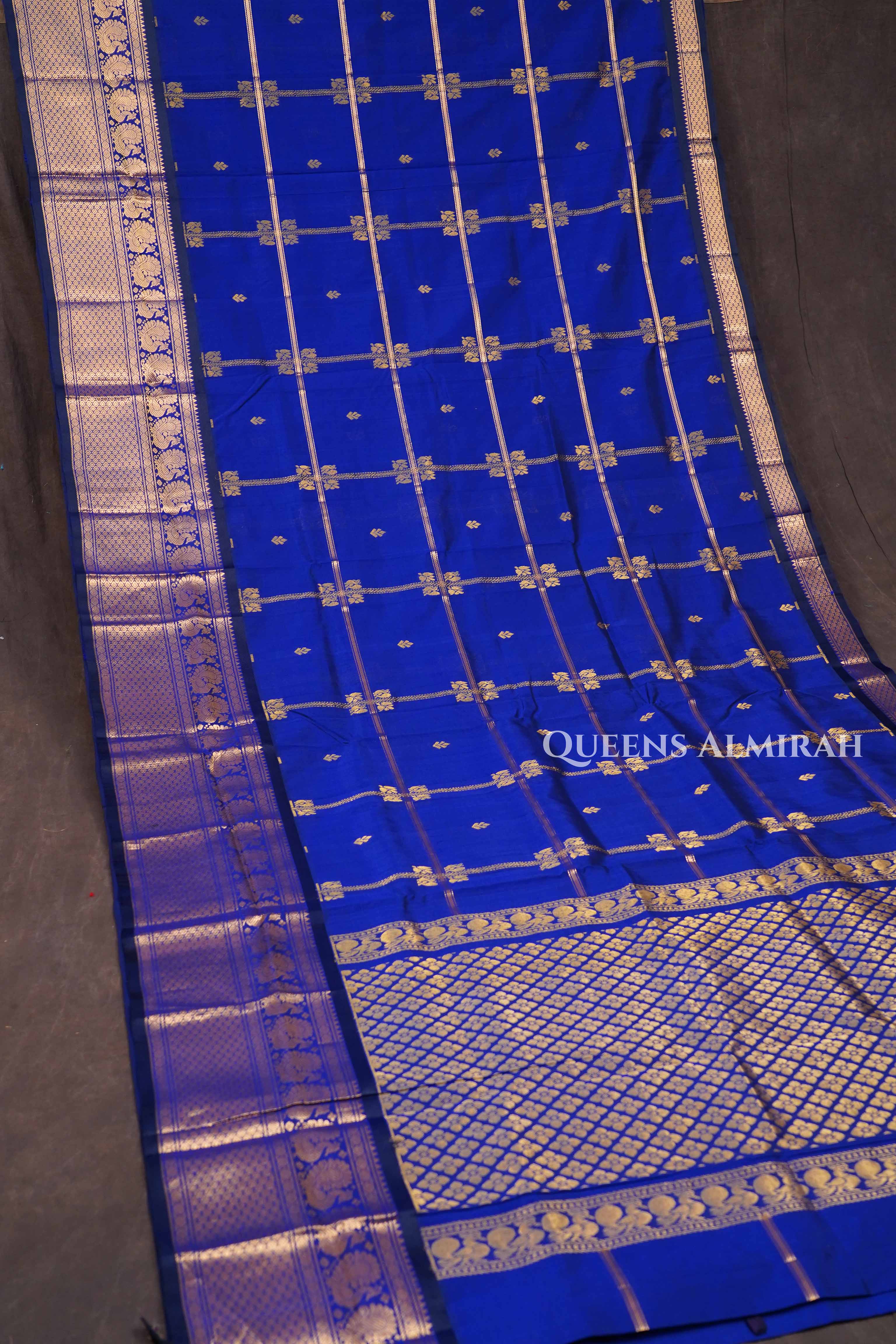 Dark Blue Pure Silk Cotton Saree