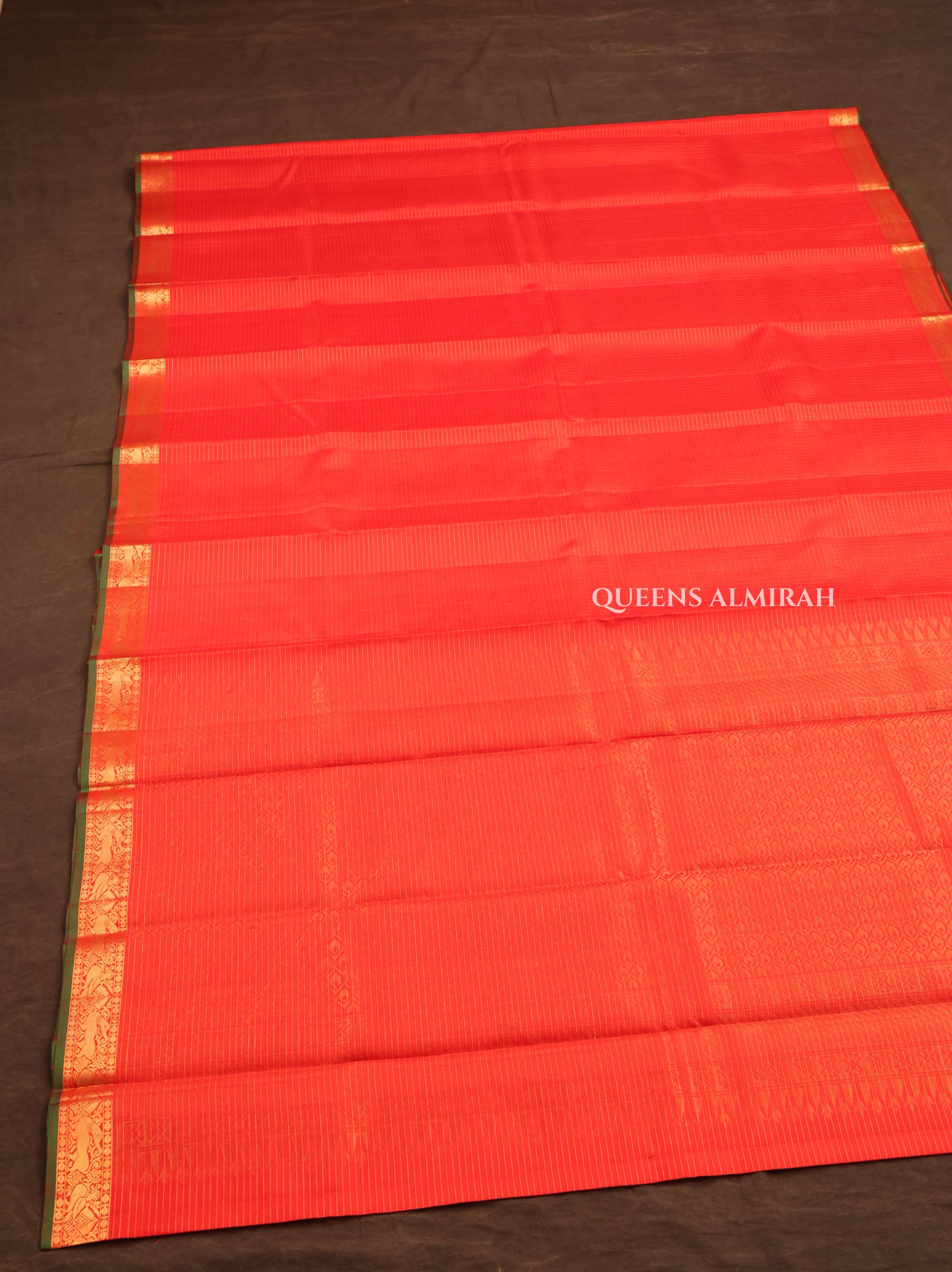 Tomato Orange Pure Kanchivaram Silk Saree