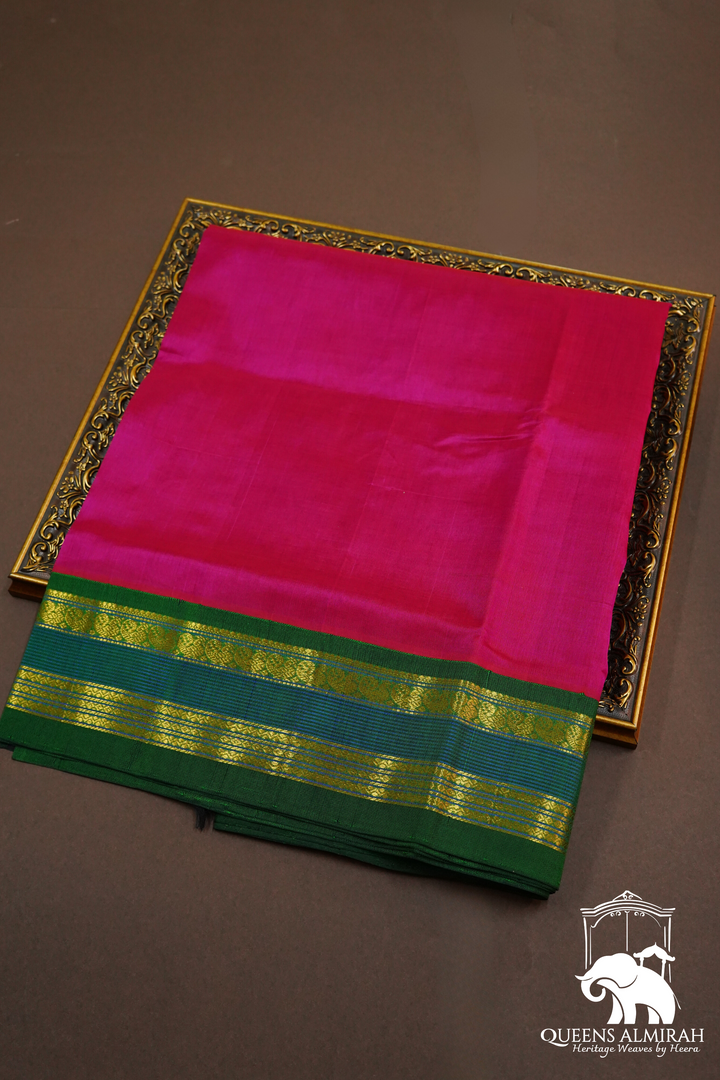 PURE KANCHI SILK COTTON - JAZZ BERRY JAM WITH PINE - Queens Jewel Emporium