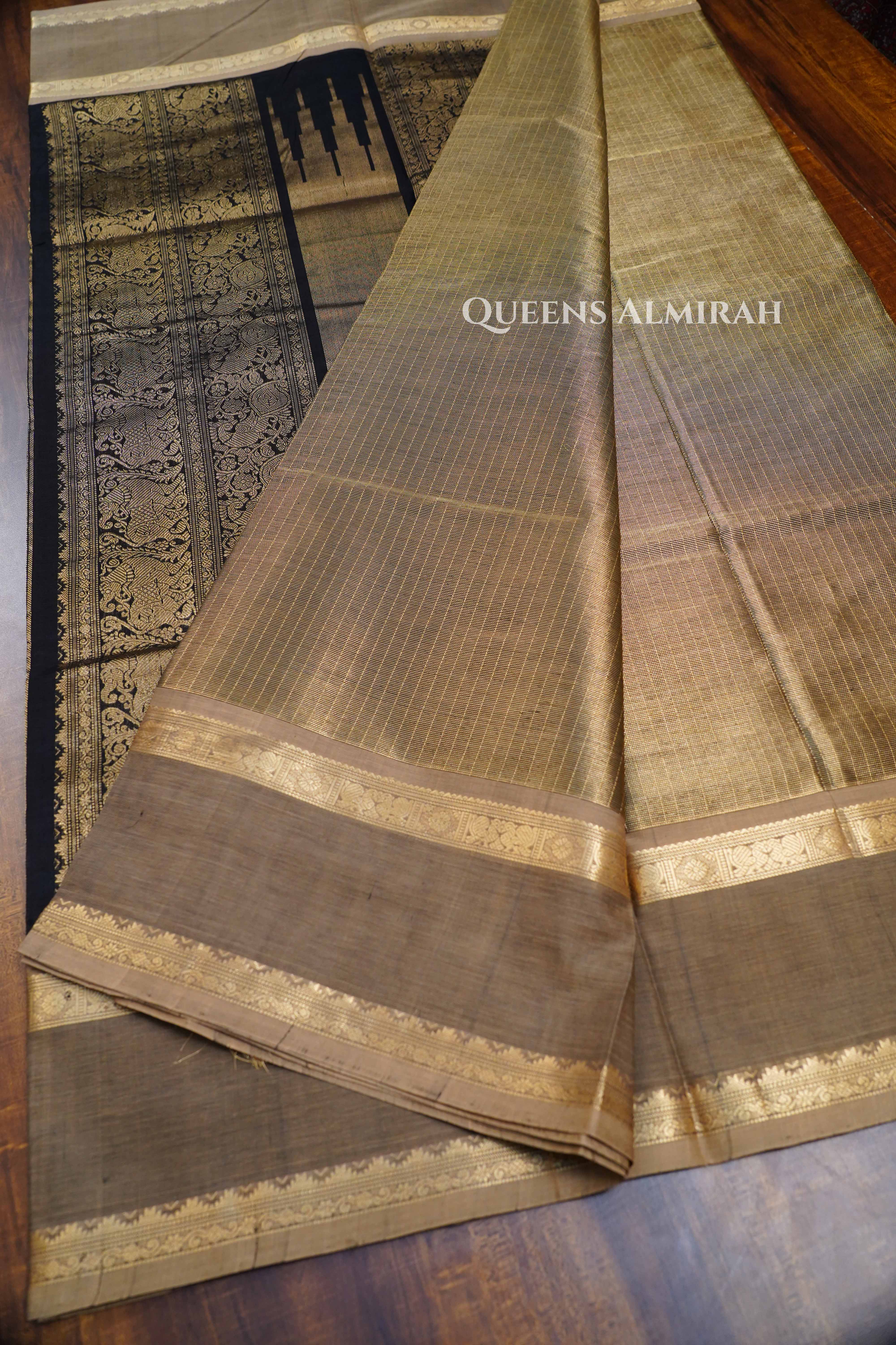 Cocoa Brown Karaikudi Chettinad Silk Cotton Saree