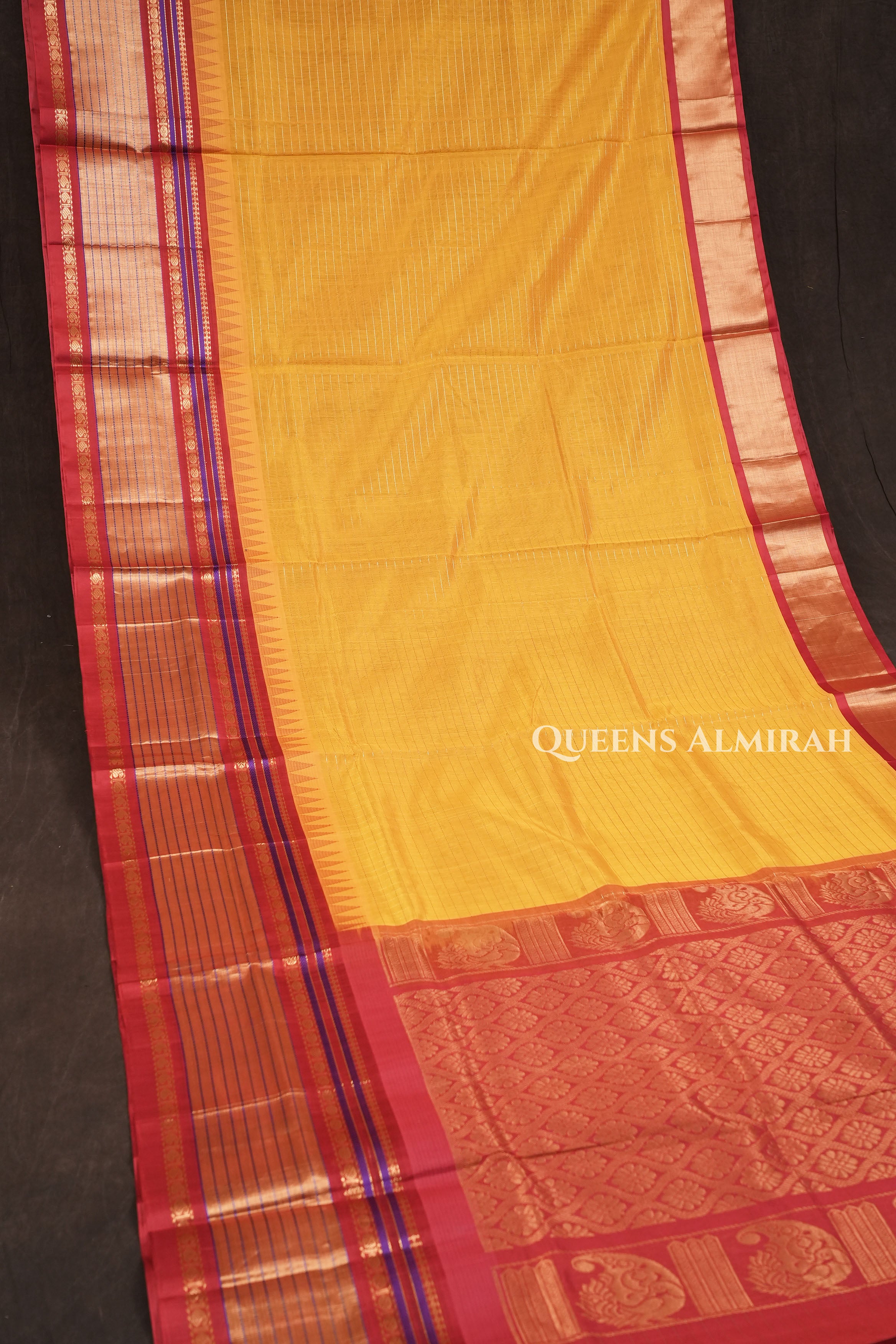 Mango Yellow With Red Pure Kanchi Silk Cotton Saree
