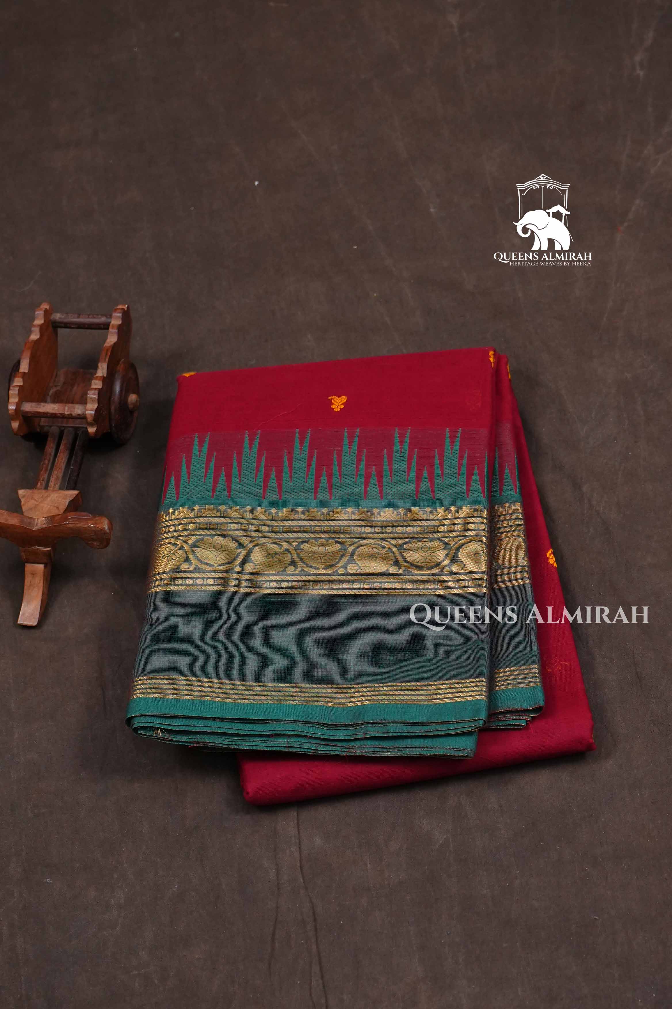 Maroon Kanchi Cotton Saree